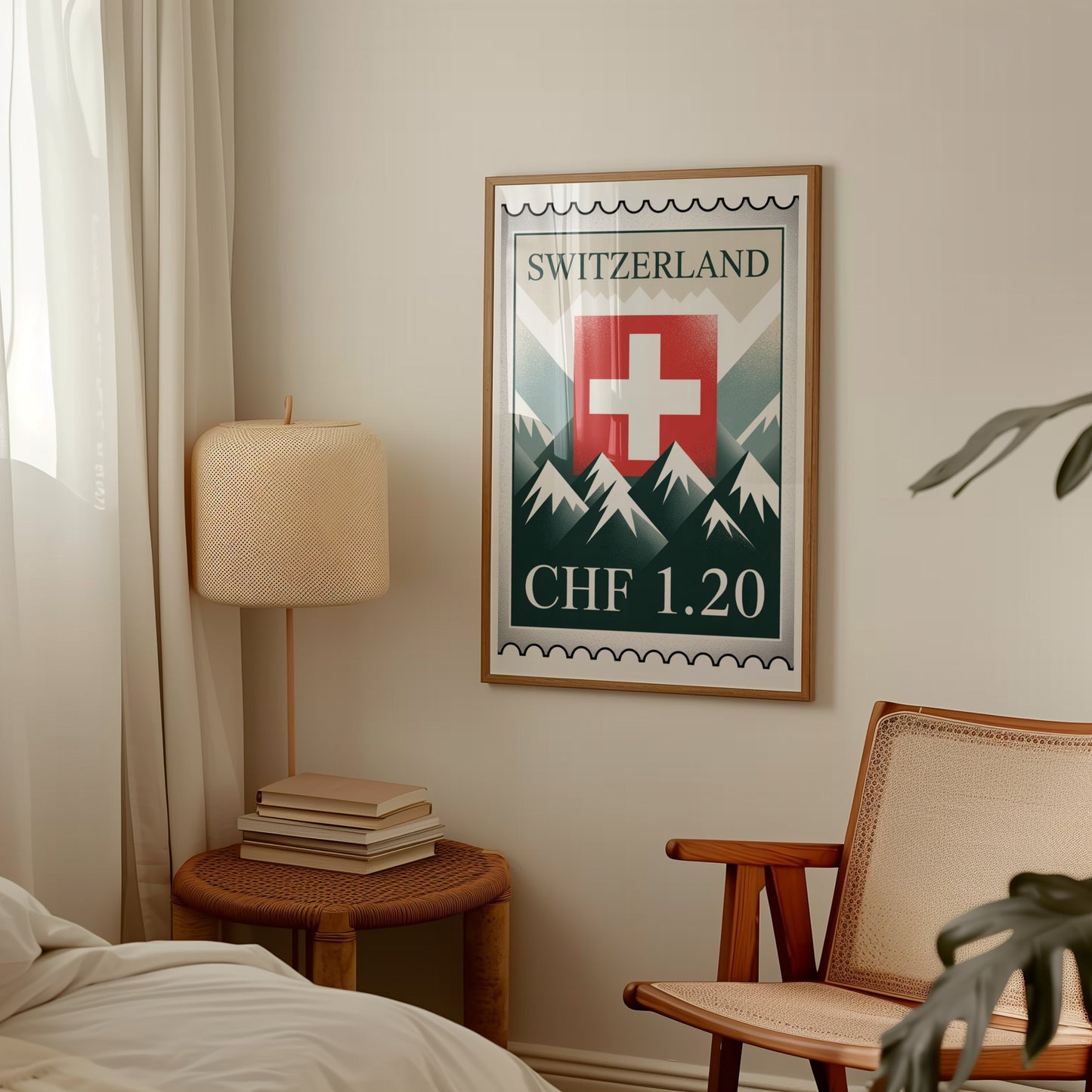 Switzerland CHF Poster with Mountain Design