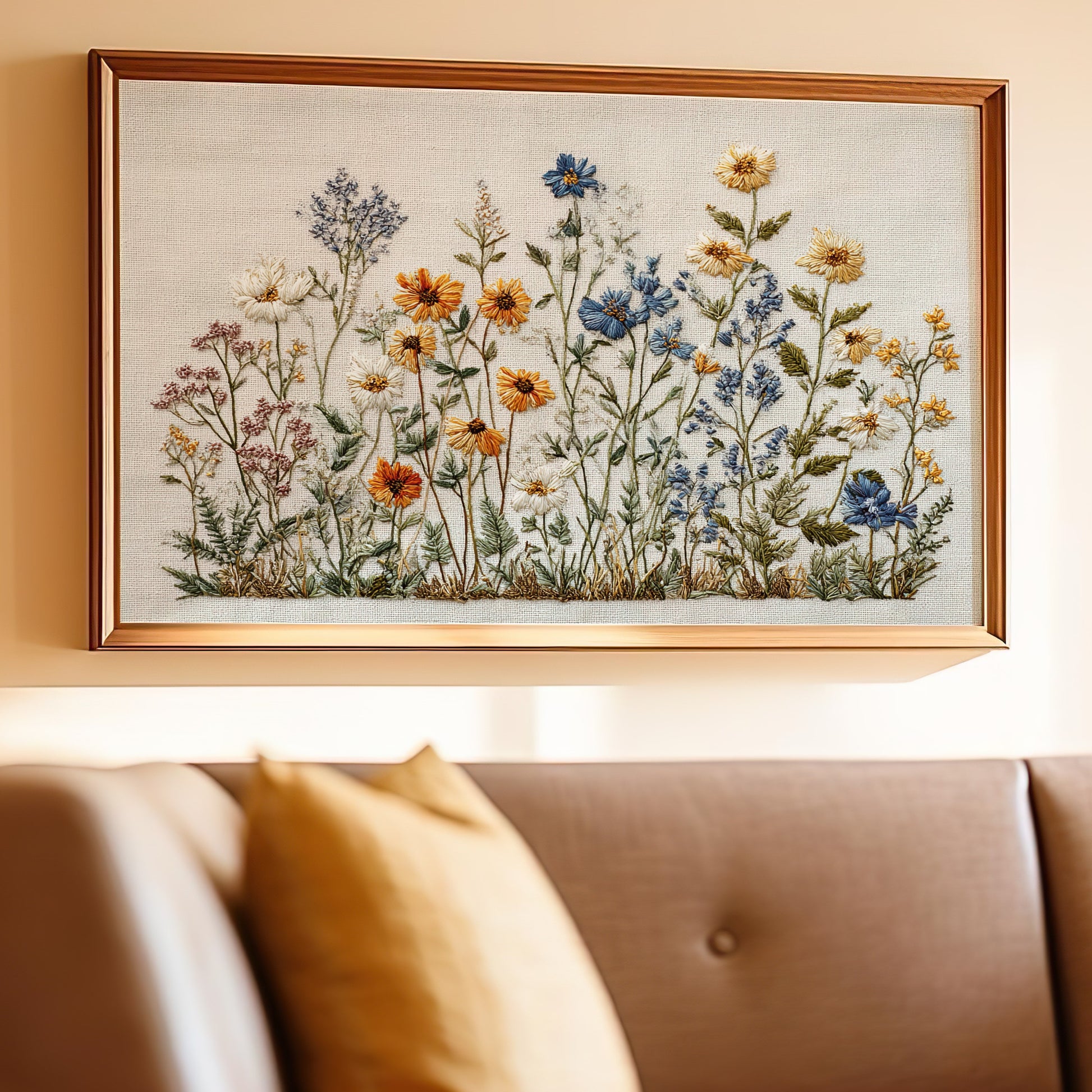 Vibrant Wildflower Meadow Embroidery Framed Art product type