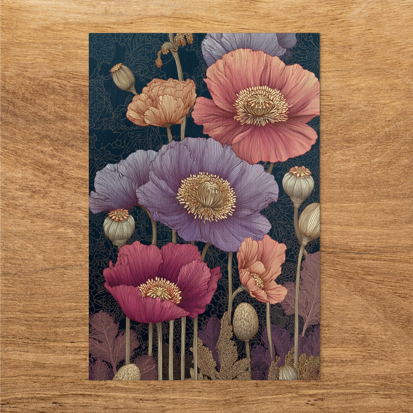 Botanical Garden with Vibrant Poppies Poster