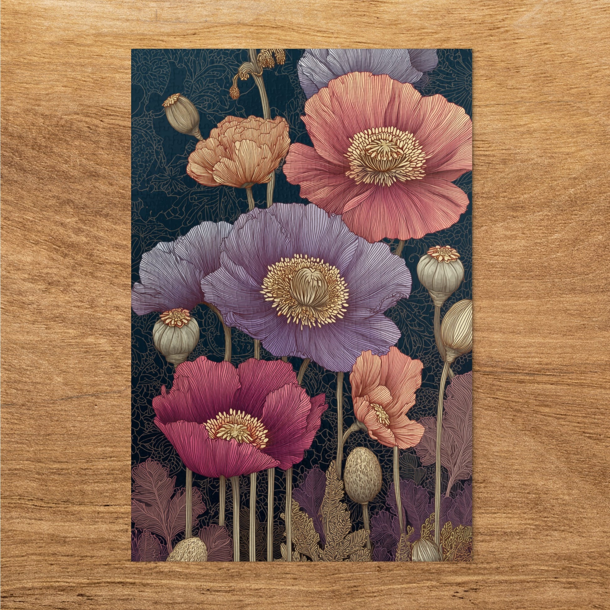 Botanical Garden with Vibrant Poppies Poster
