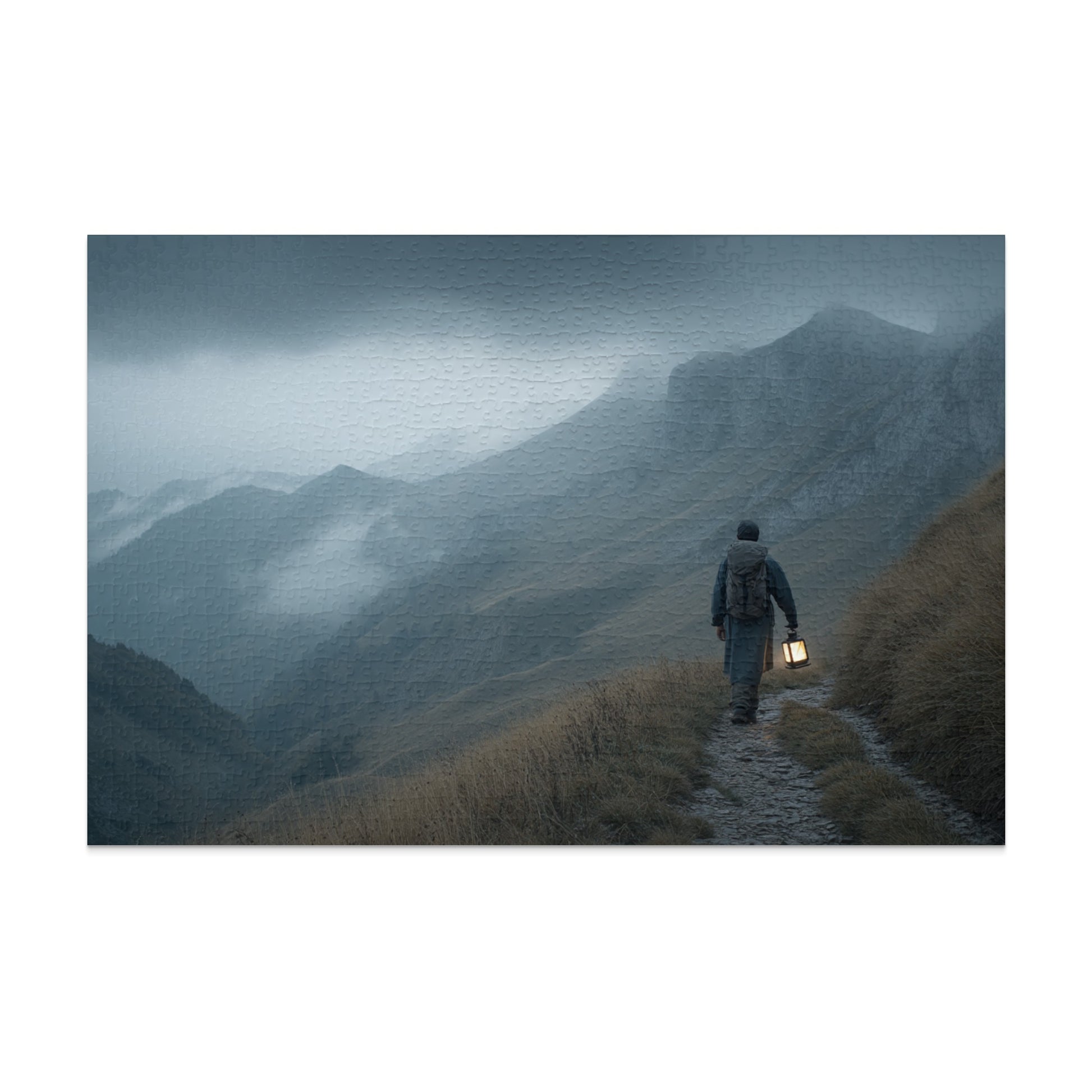 Mountain Wanderer with Lantern Scenic Artwork
