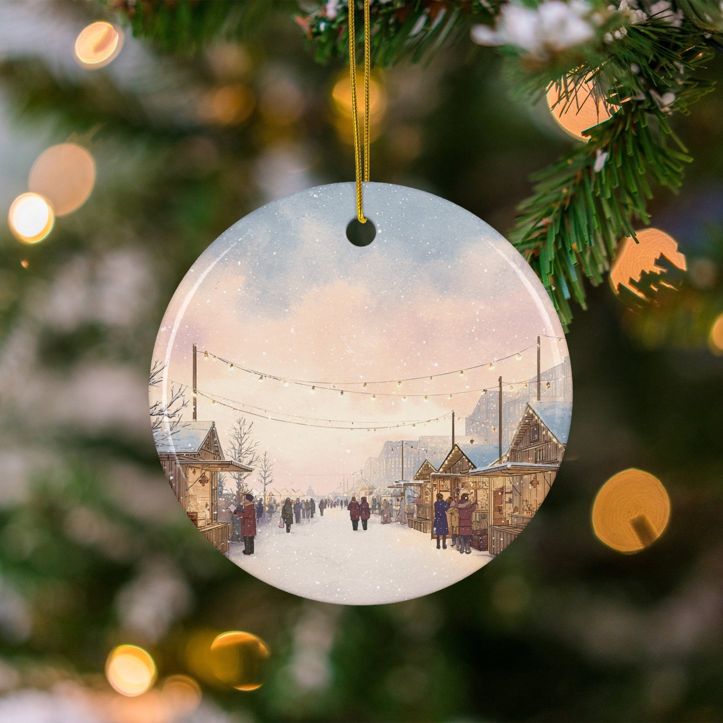 Charming Winter Village Scene Ornament Decor