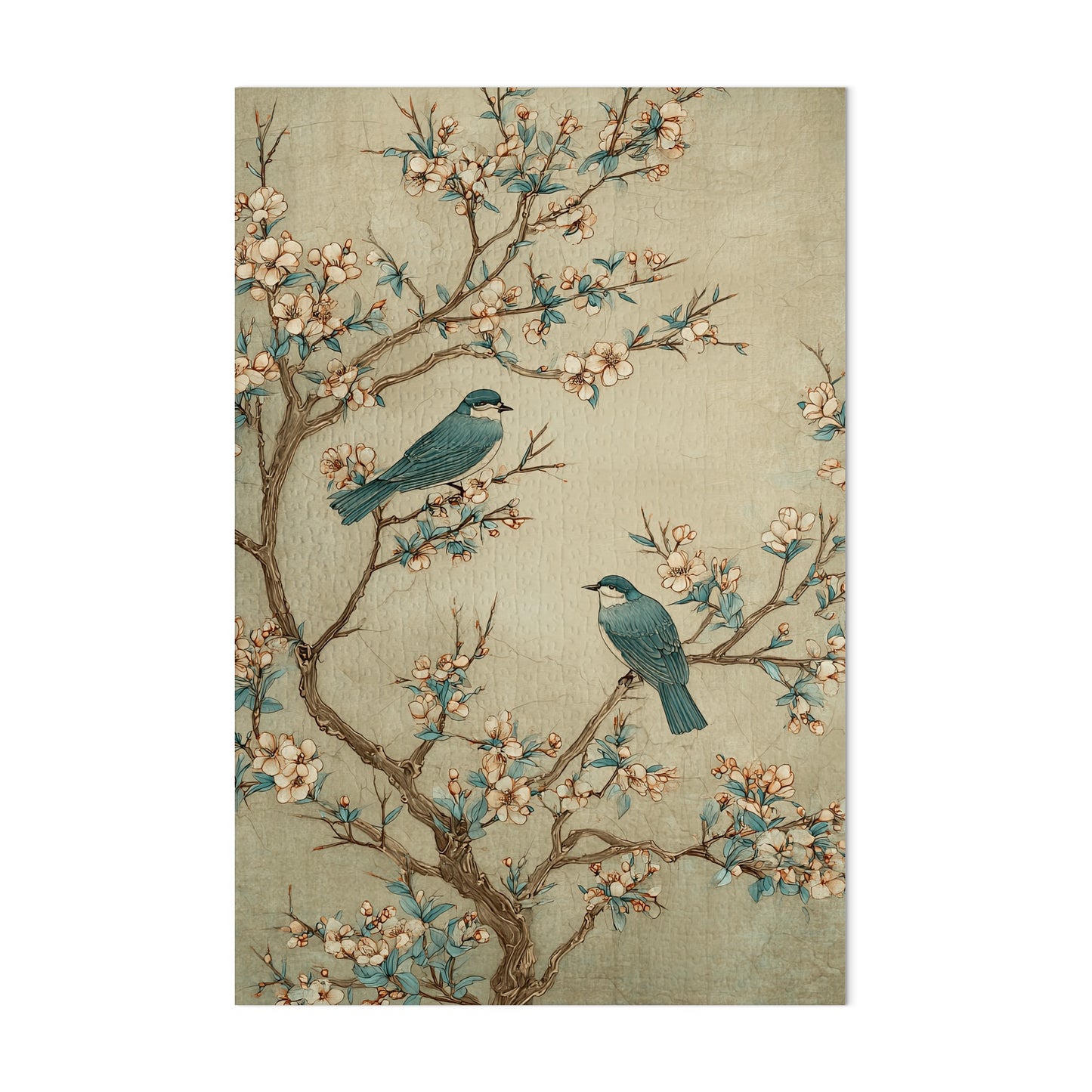 Elegant Birds and Blossoms Art Print Wall Decor