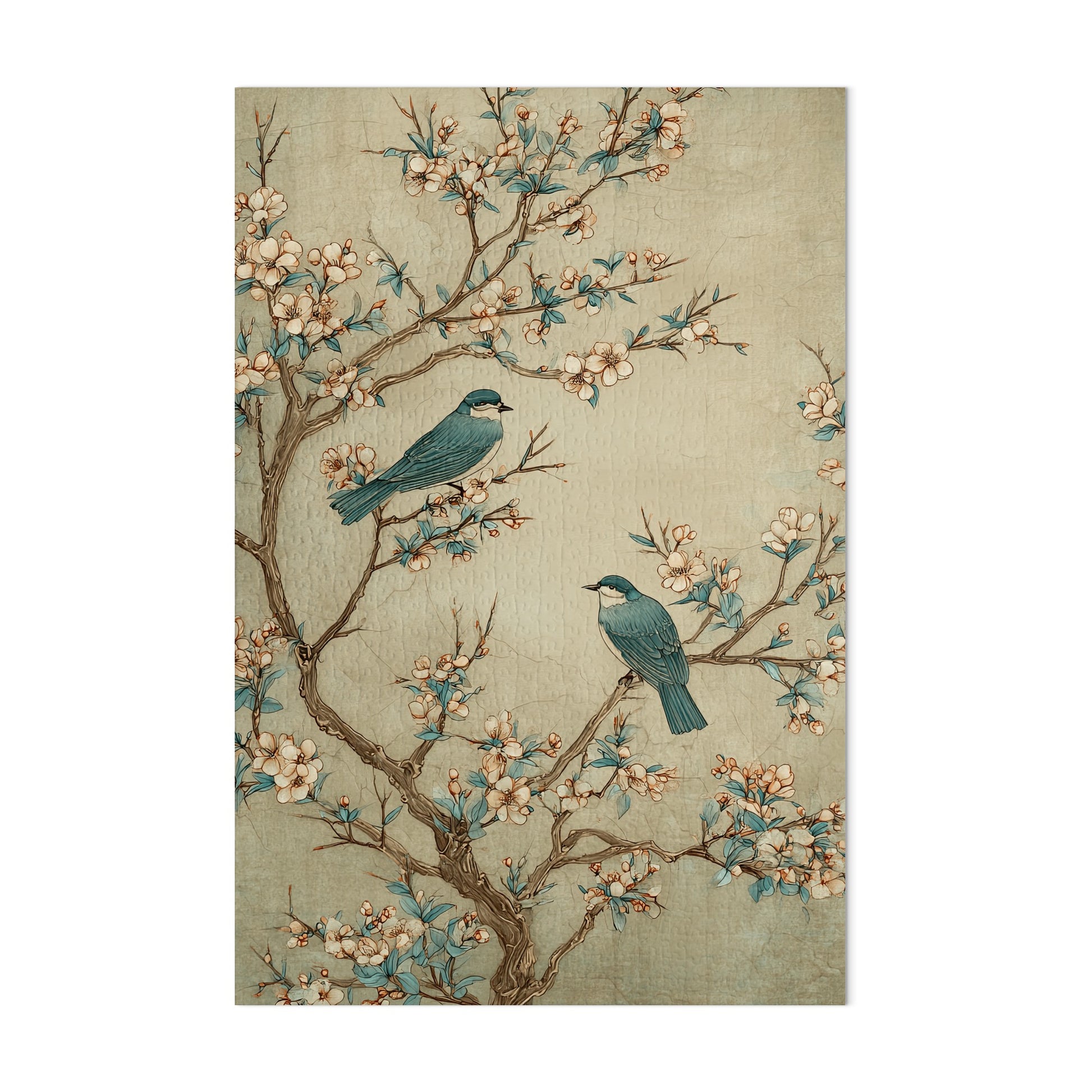 Elegant Birds and Blossoms Art Print Wall Decor