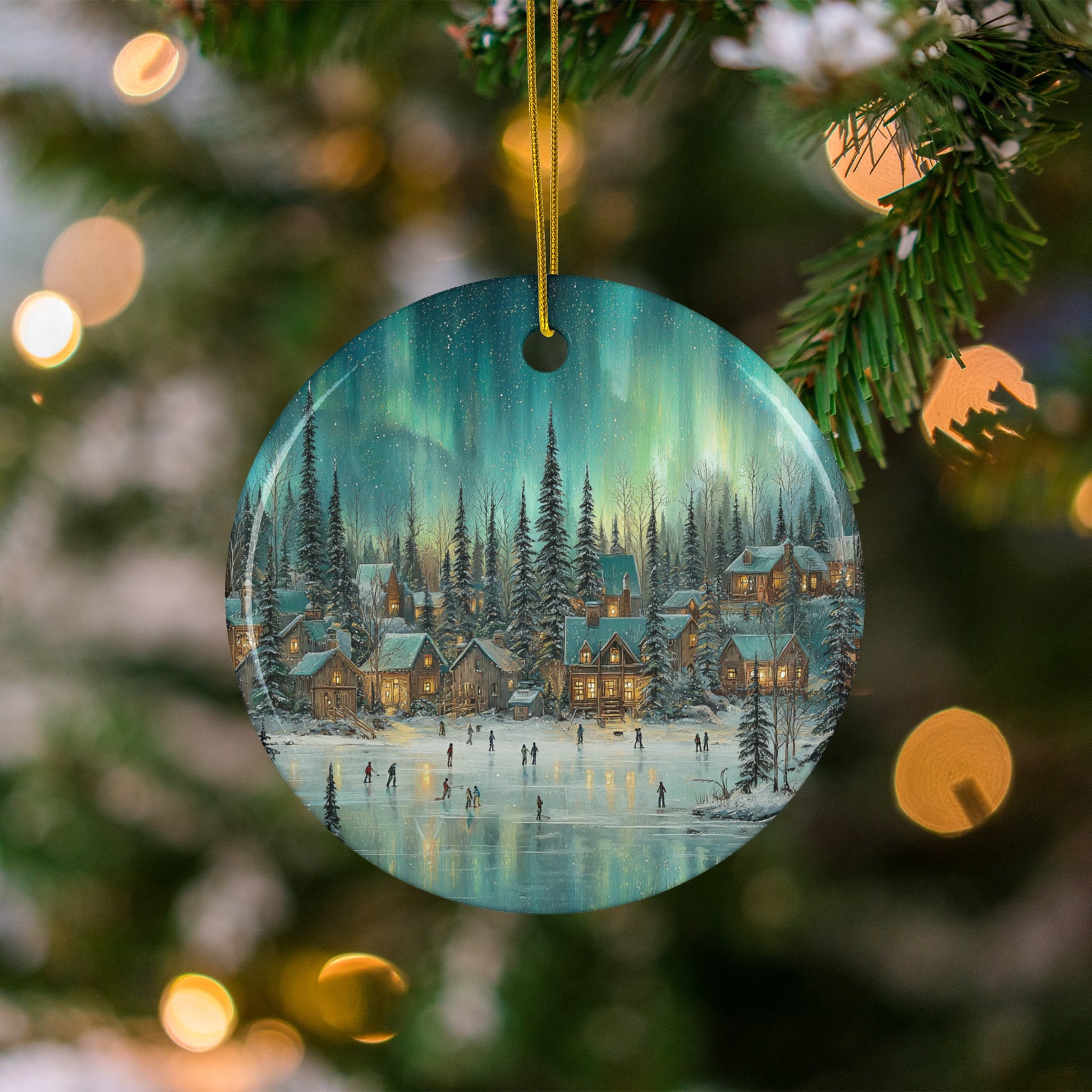 Cozy Winter Village Scene Ornament Christmas Decoration