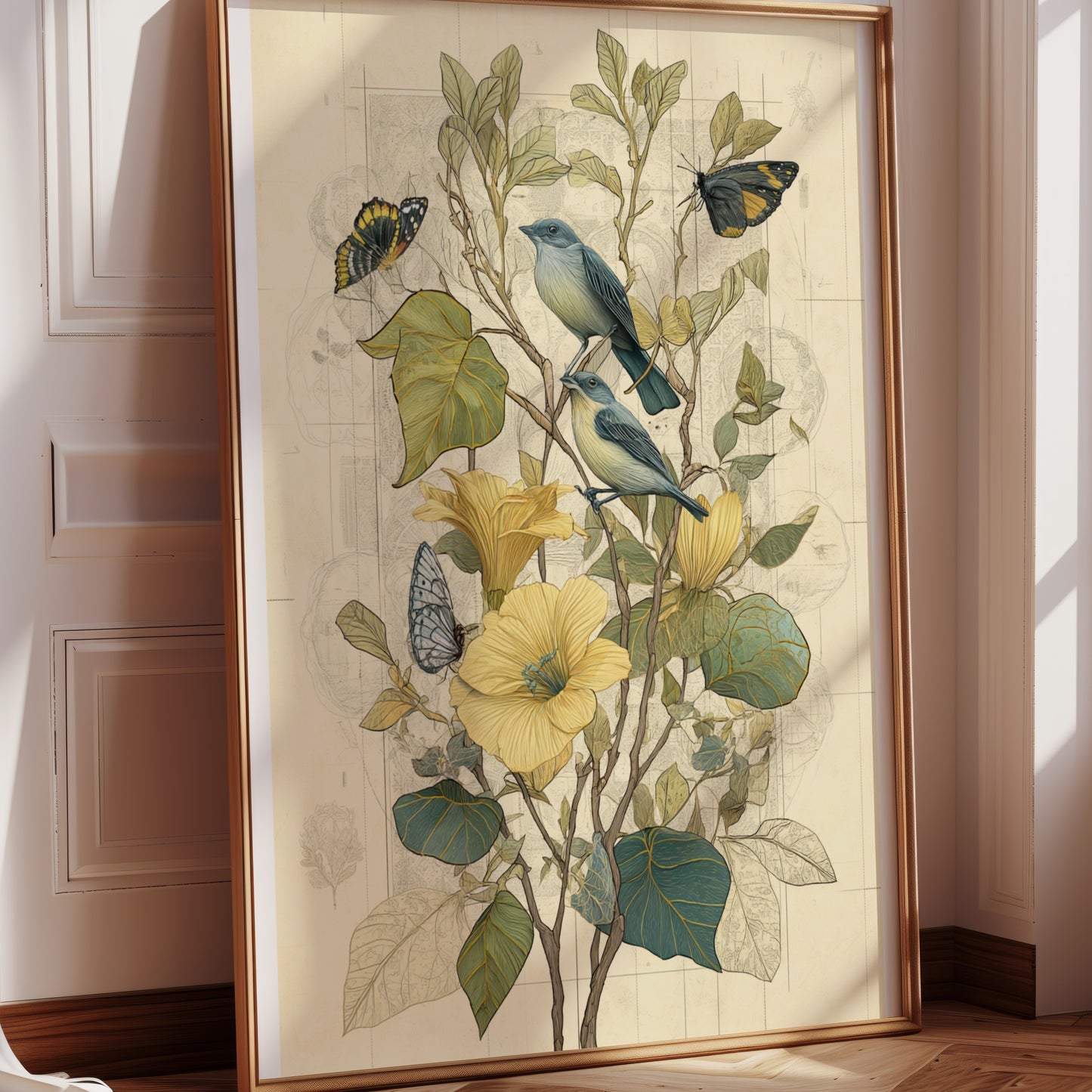 Beautifully Illustrated Birds and Butterflies Artwork