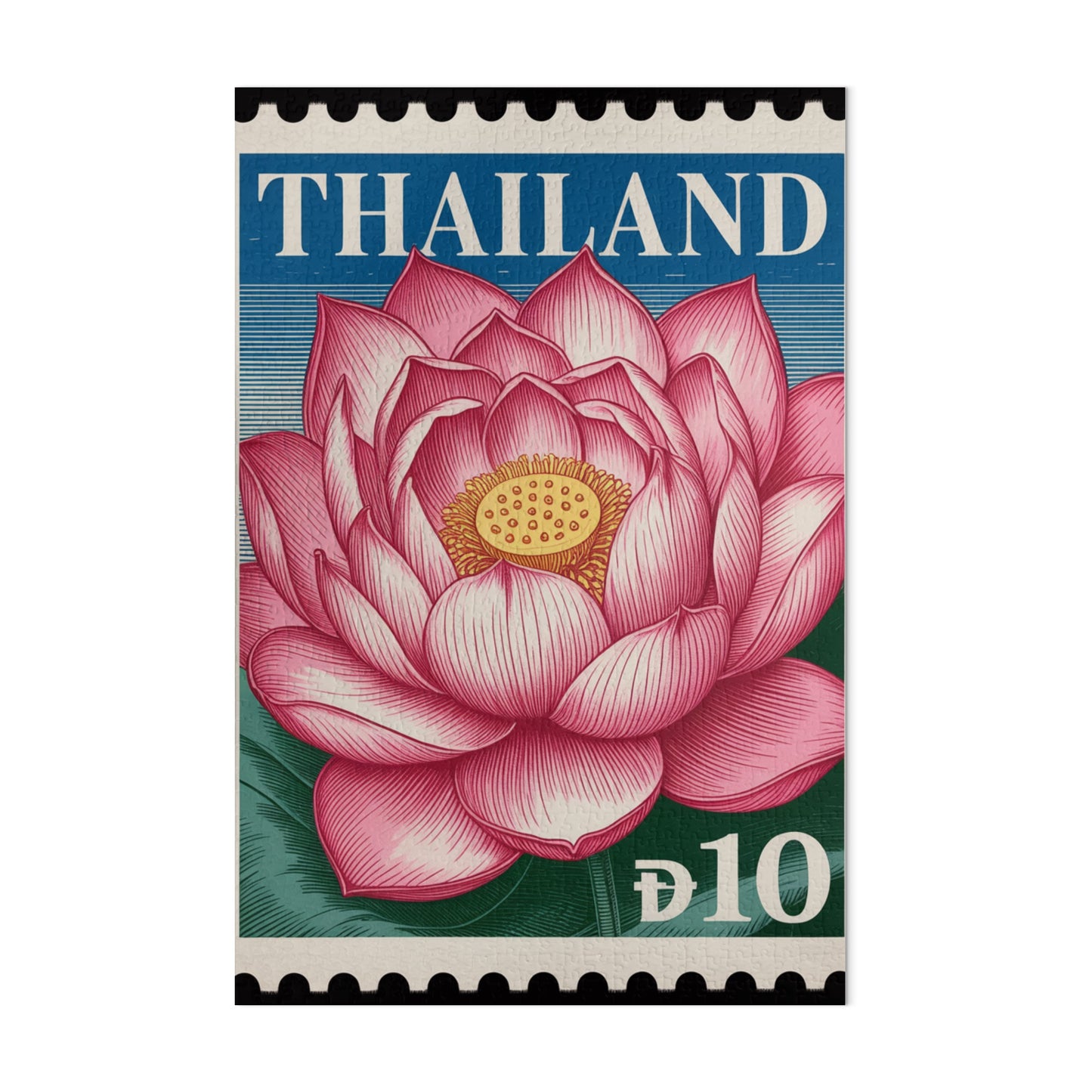 Vibrant Thailand Postage Stamp with Lotus Flower Design