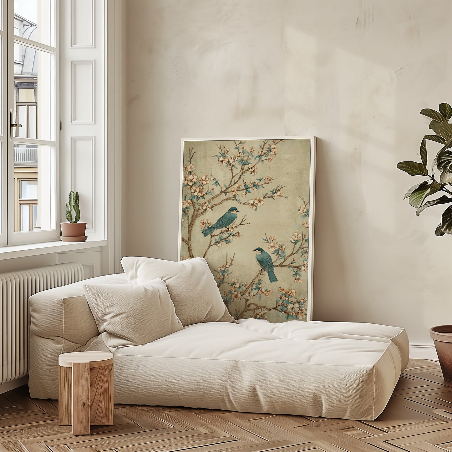 Vintage Birds and Blossoms Wall Art Decor Print