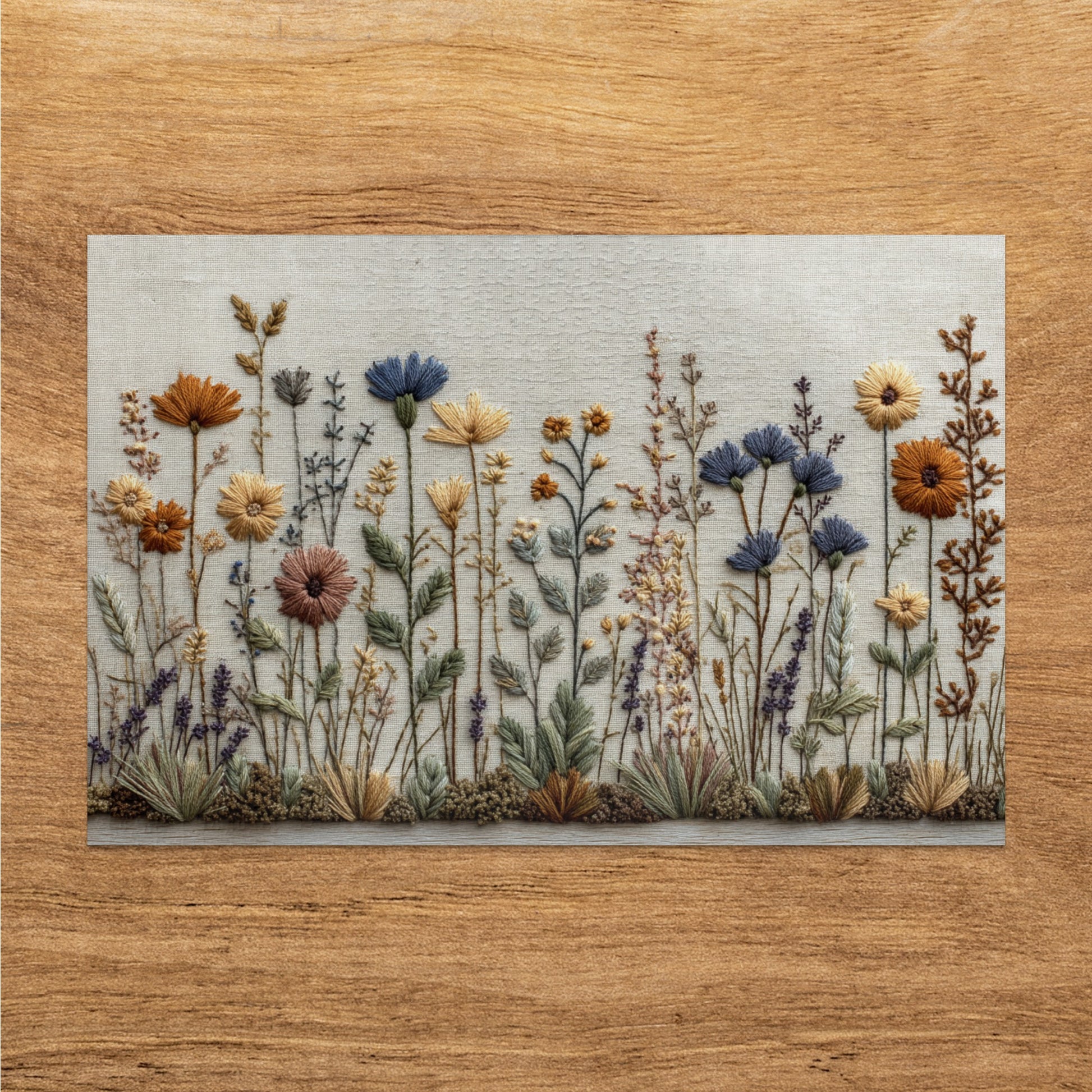 Abstract Floral Nature-Inspired Embroidered Design Art