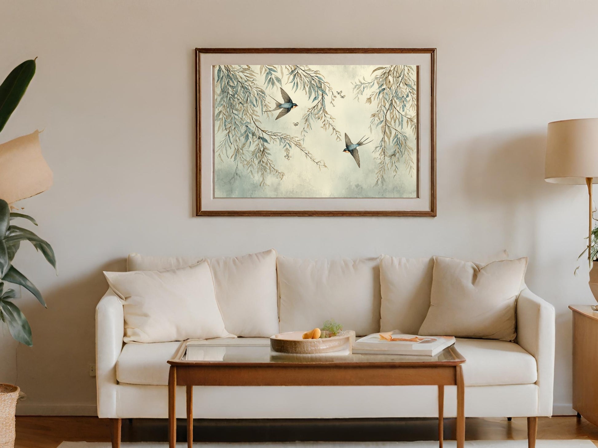 Elegant Living Room Wall Art with Bird Design