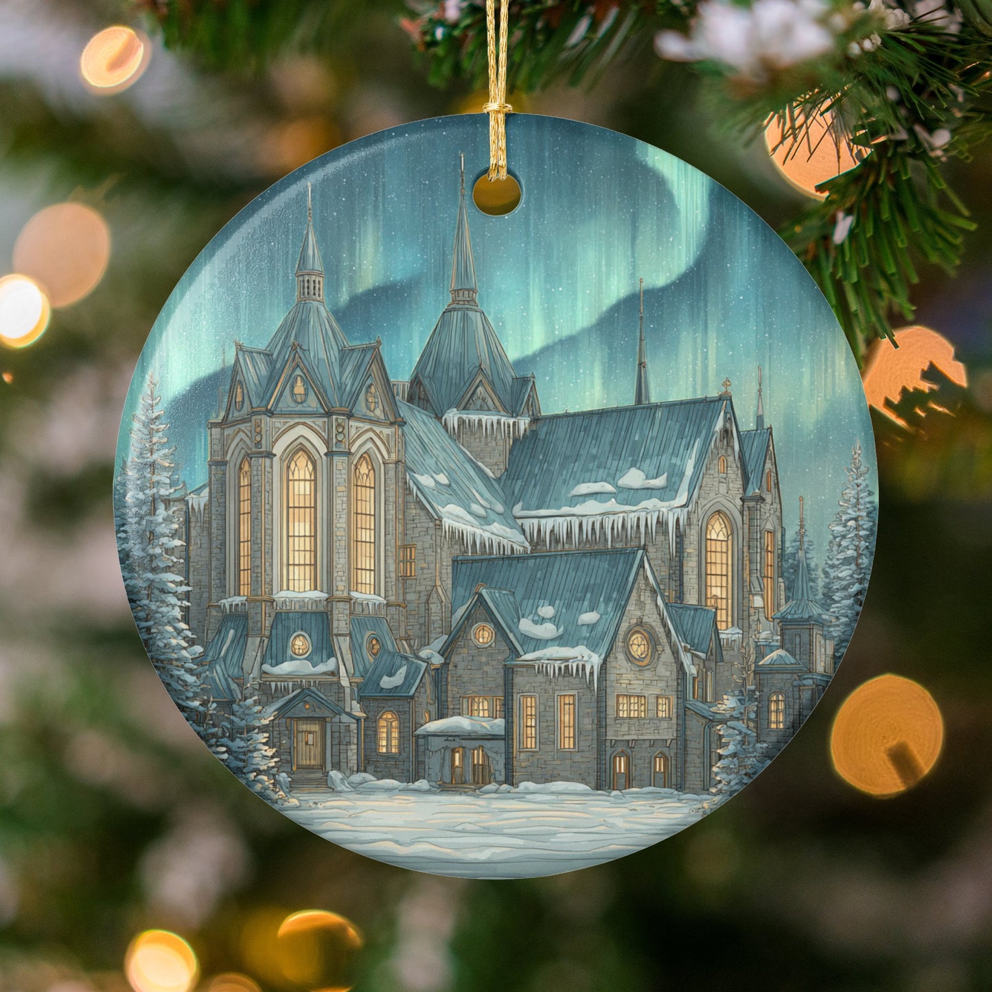 Beautiful Christmas Winter Wonderland Scene Ornament