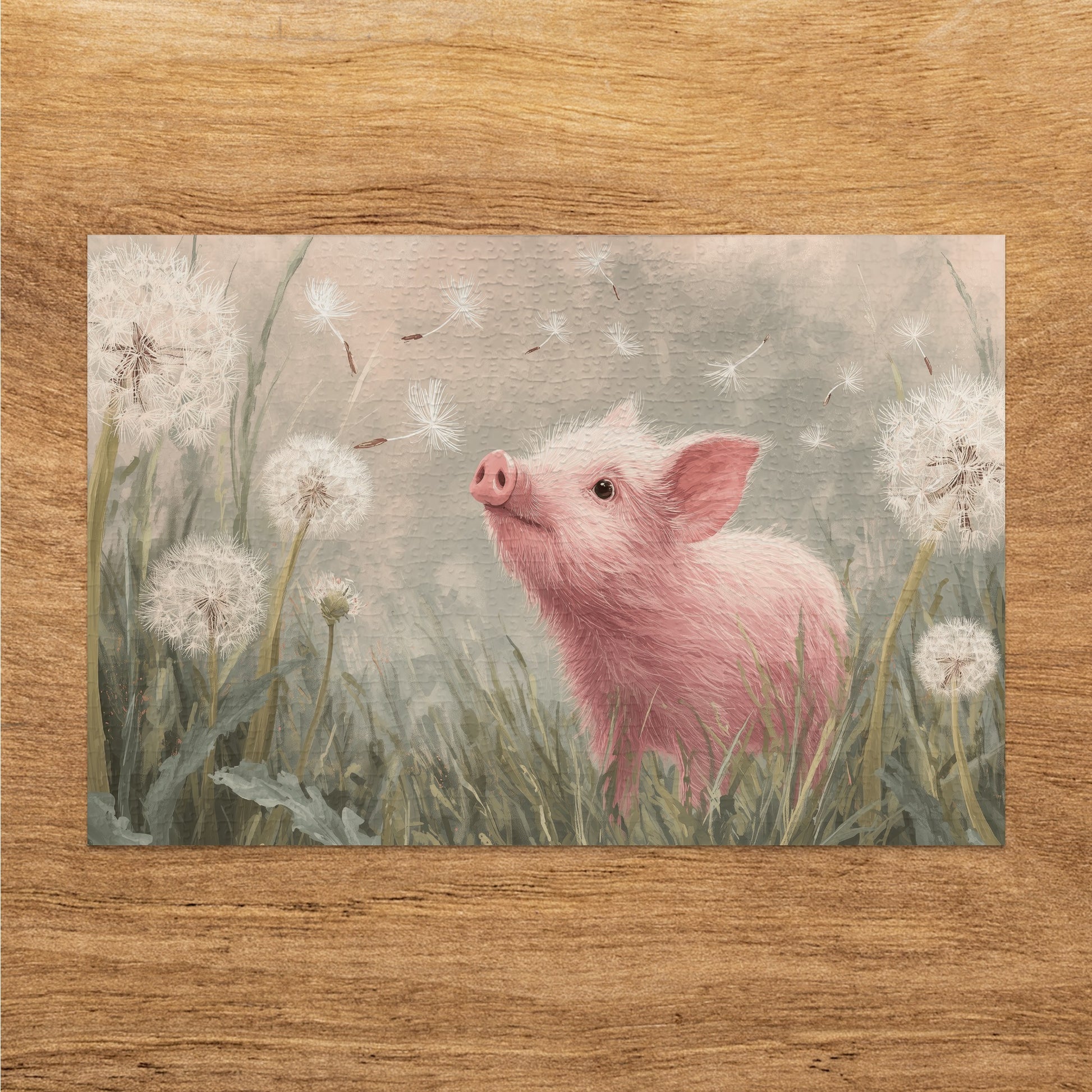 Pink Piglet Dandelions Blowing Seeds Nature Art product type