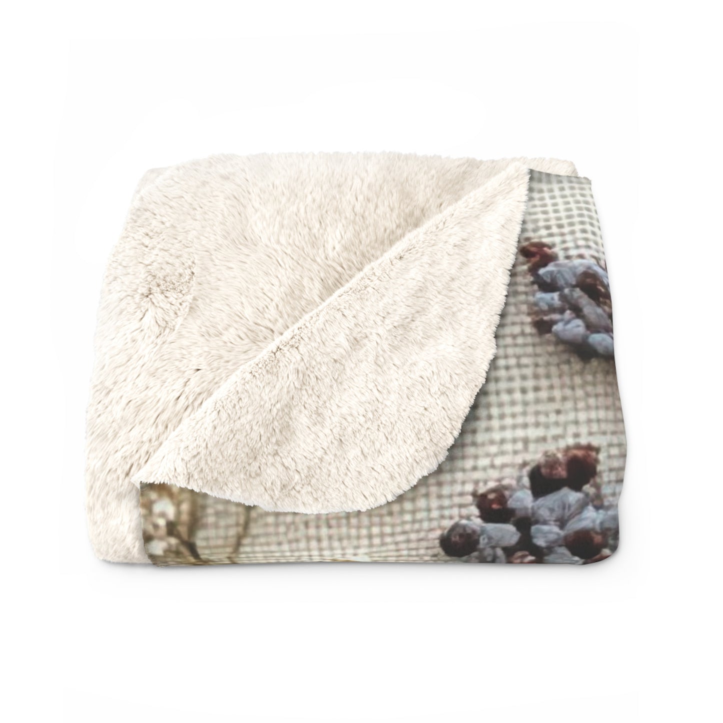 Botanical Embroidered Wildflower sherpa blanket — soft floral fleece throw, boho home decor, housewarming gift