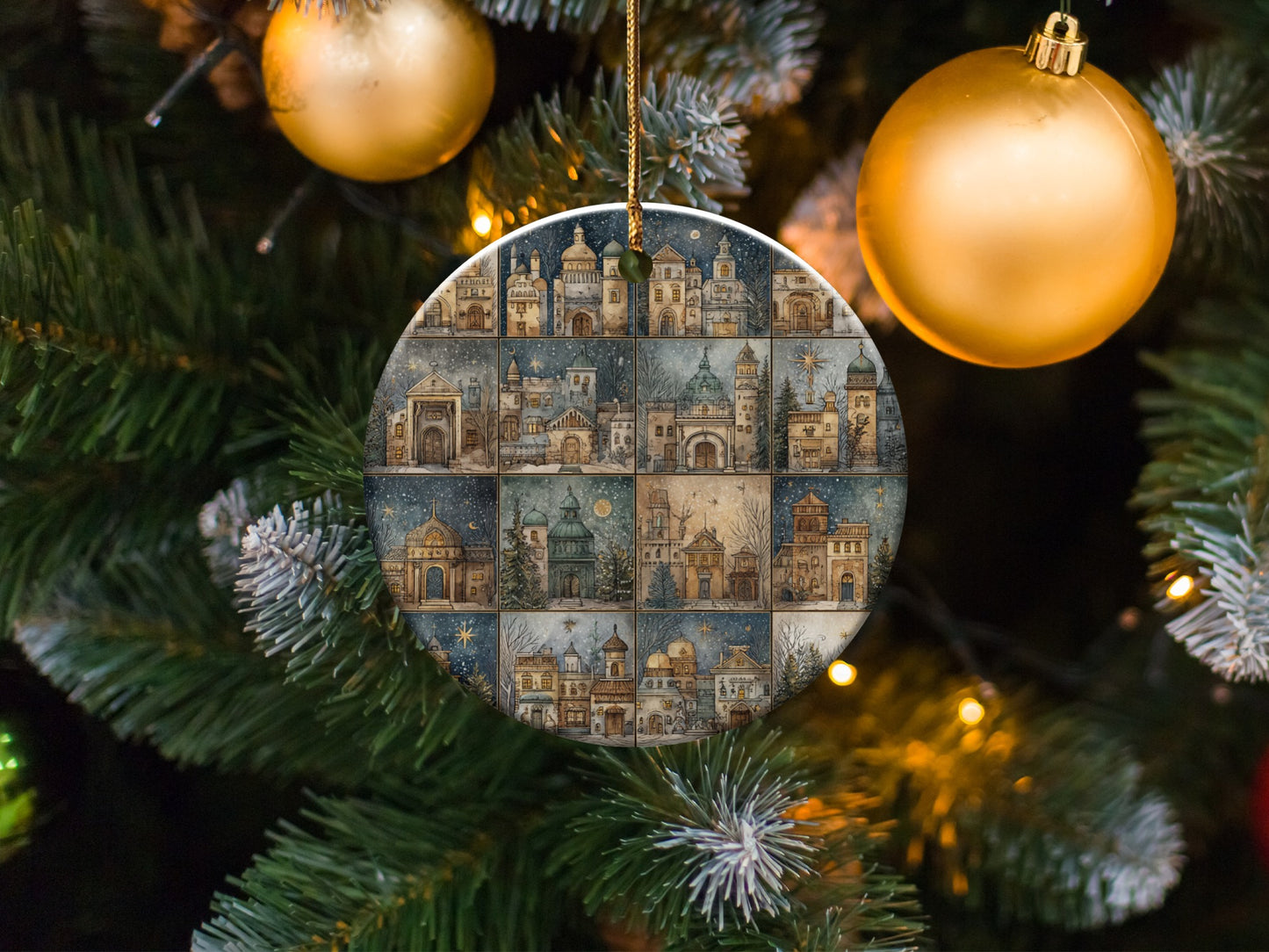 Artistic Holiday Ornament Featuring Cathedral Design