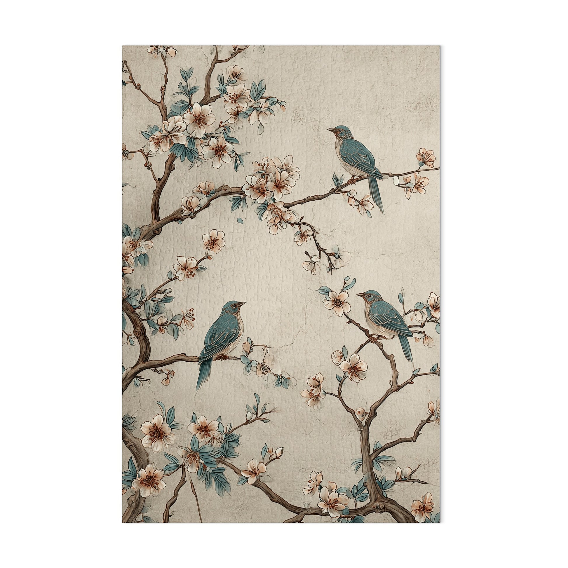 Vintage Floral Branches with Birds Artistic Print