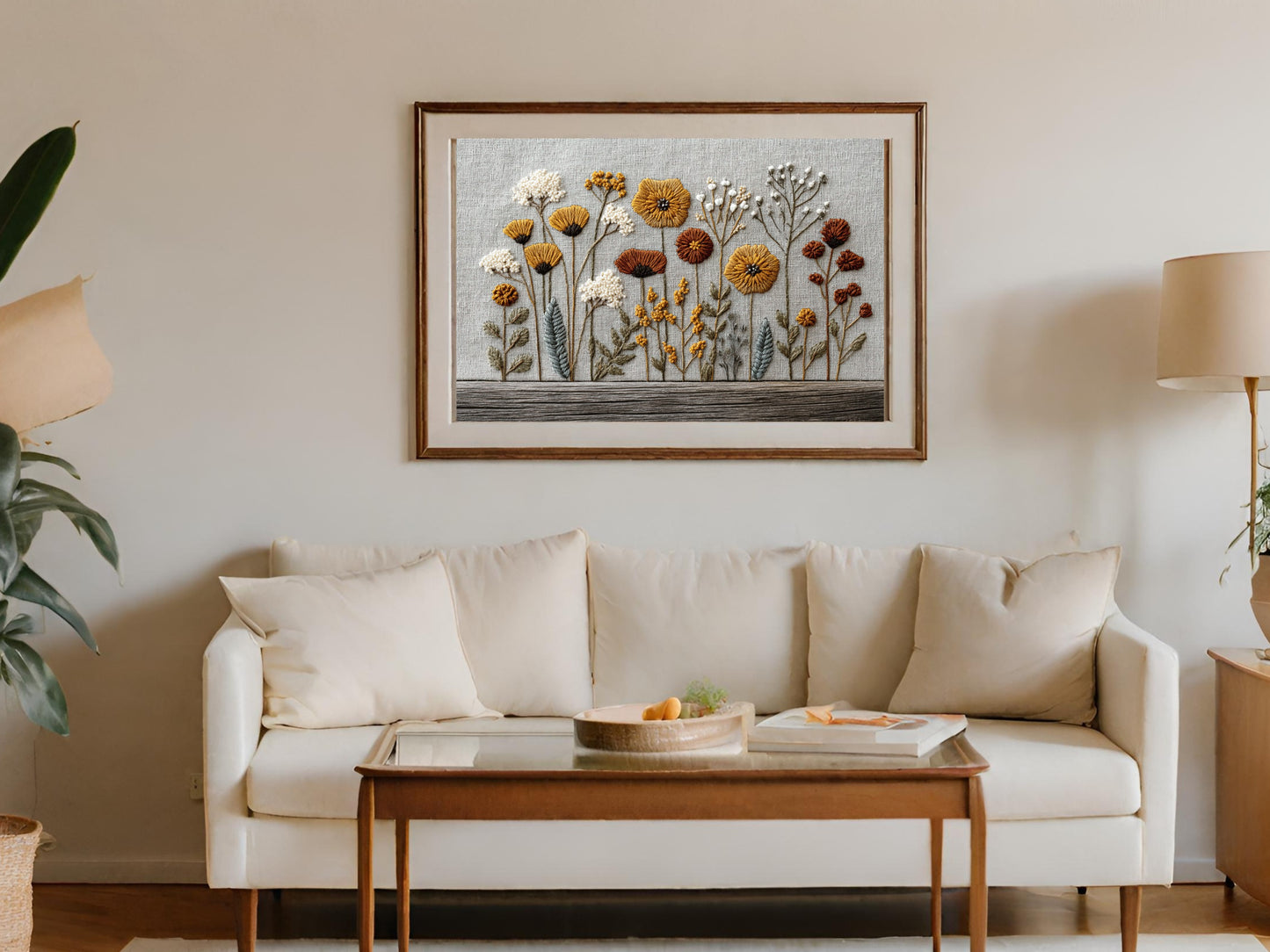 Artistic Floral Embroidery Wall Art for Elegant Decoration