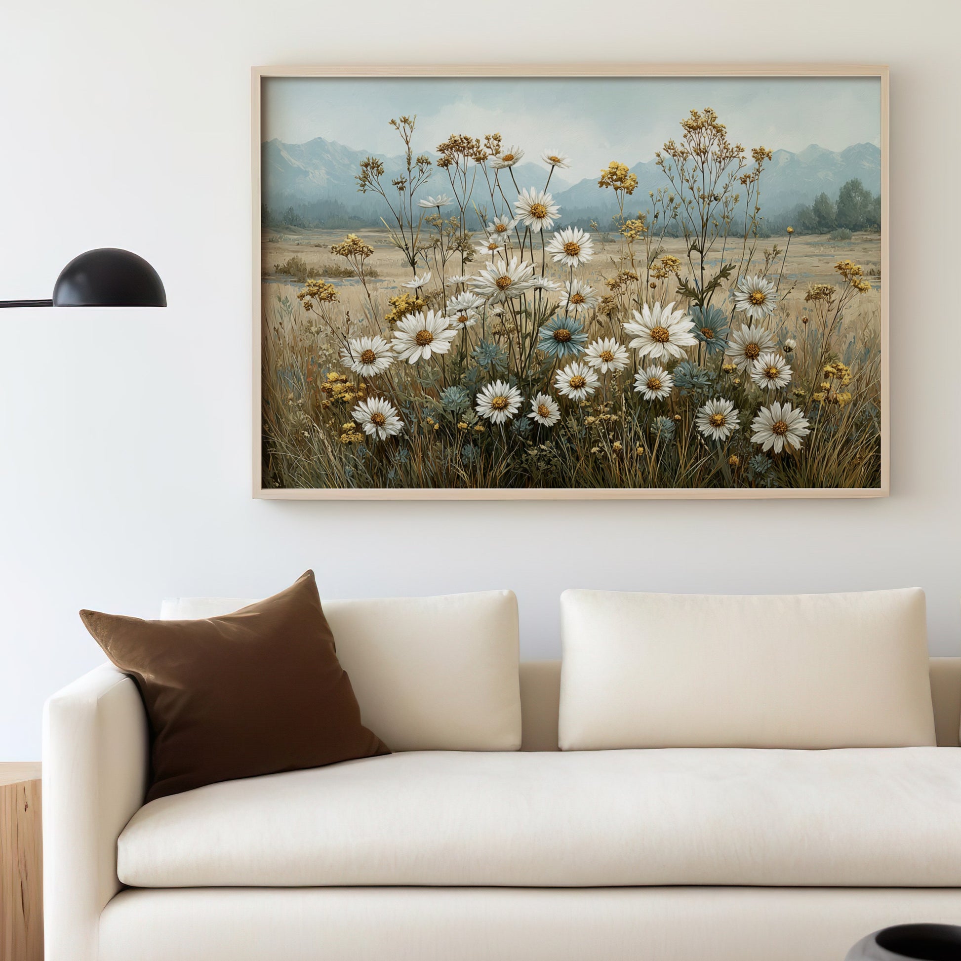 Captivating Wildflower Meadow With Mountains Canvas