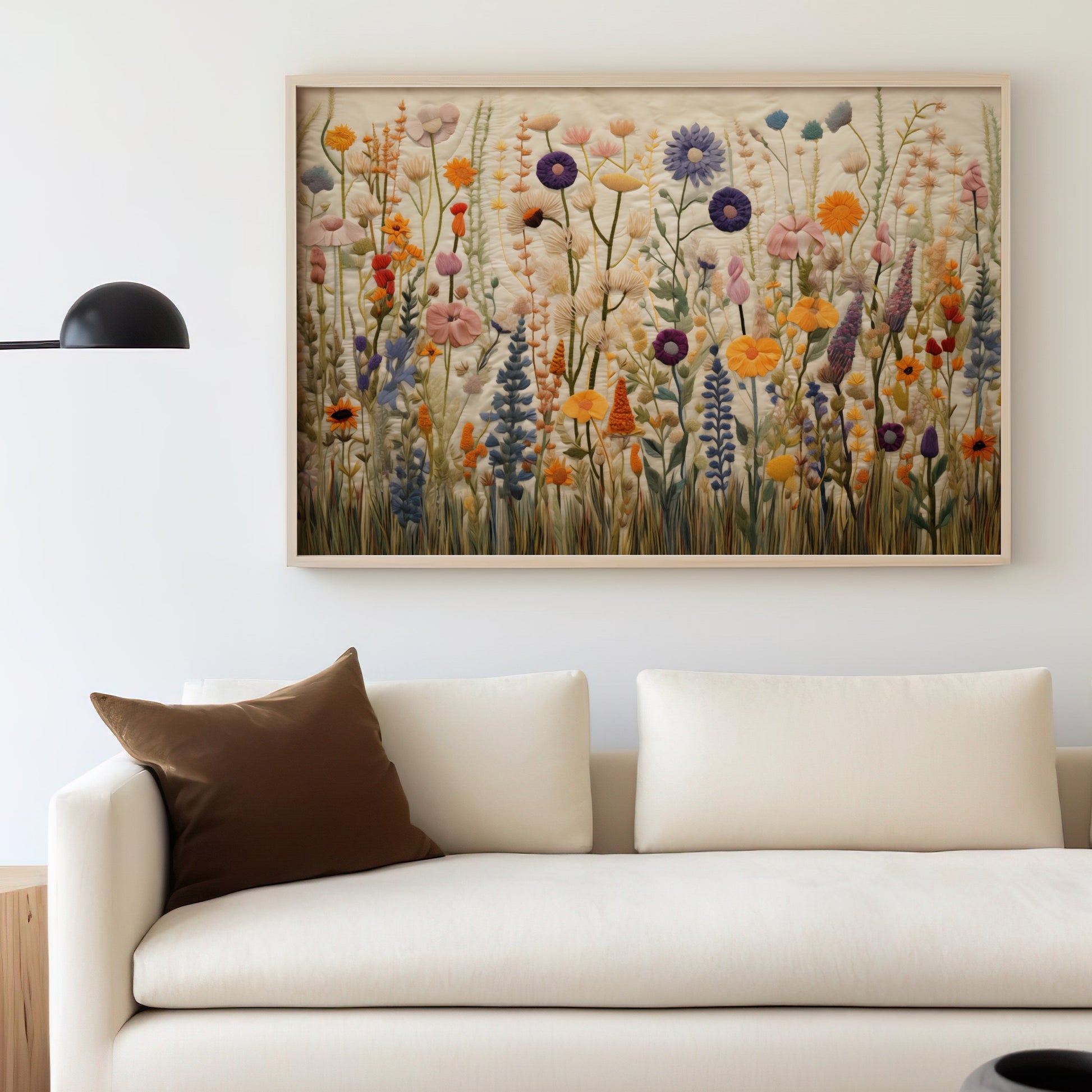 Vibrant Field of Wildflowers Framed Wall Art Decor