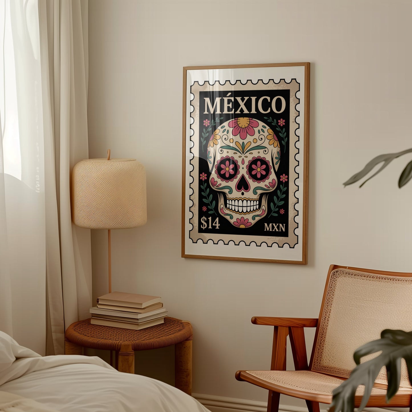 Vibrant Day of the Dead Sugar Skull Poster Décor