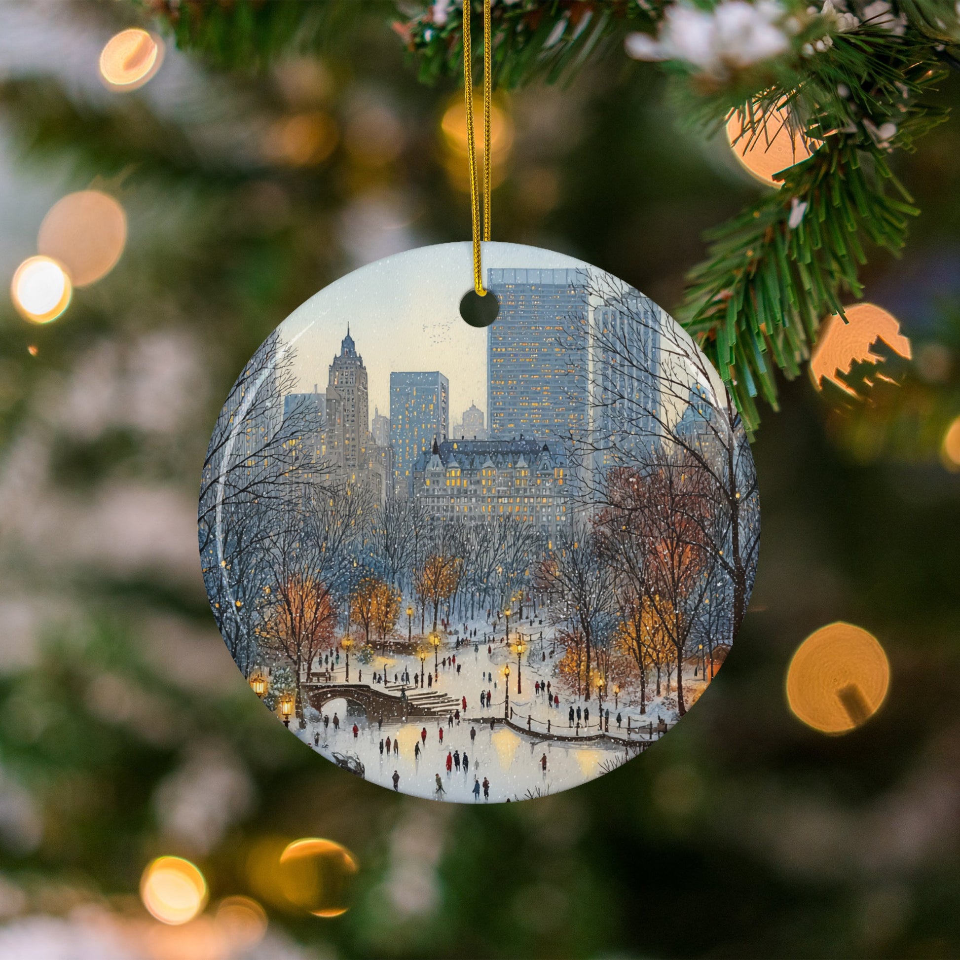 Winter Evening in the City Christmas Ornament