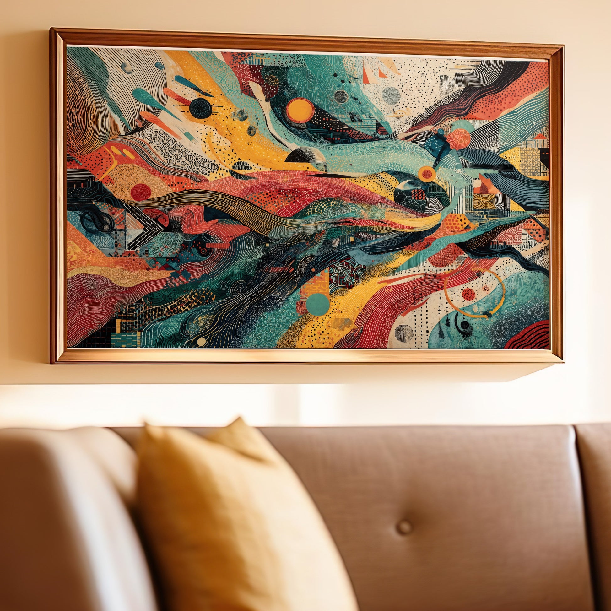 Vibrant Abstract Waves Dynamic Patterns Colorful Painting Wall Art product type