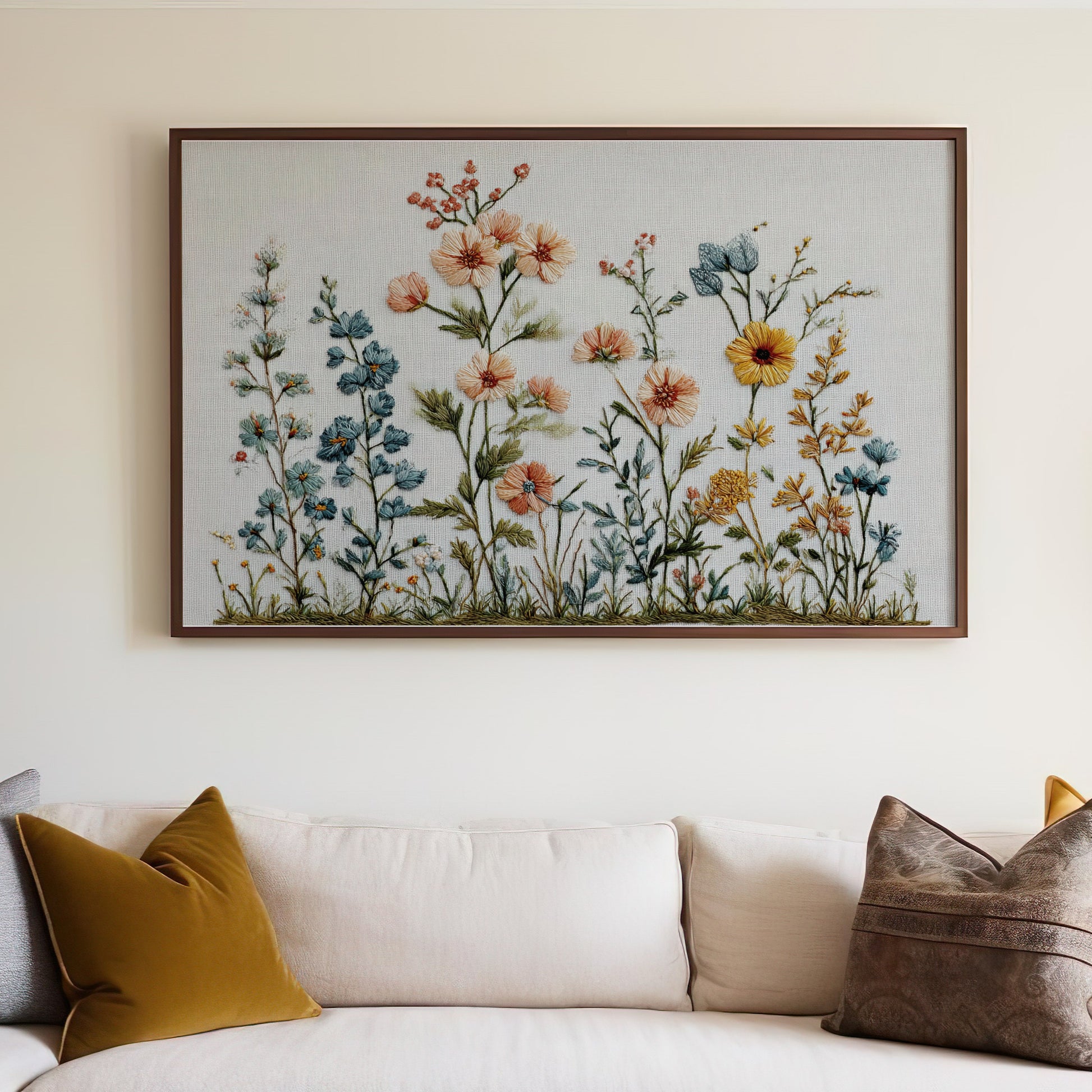 Embroidered Botanical Wildflower Framed Wall Art product type