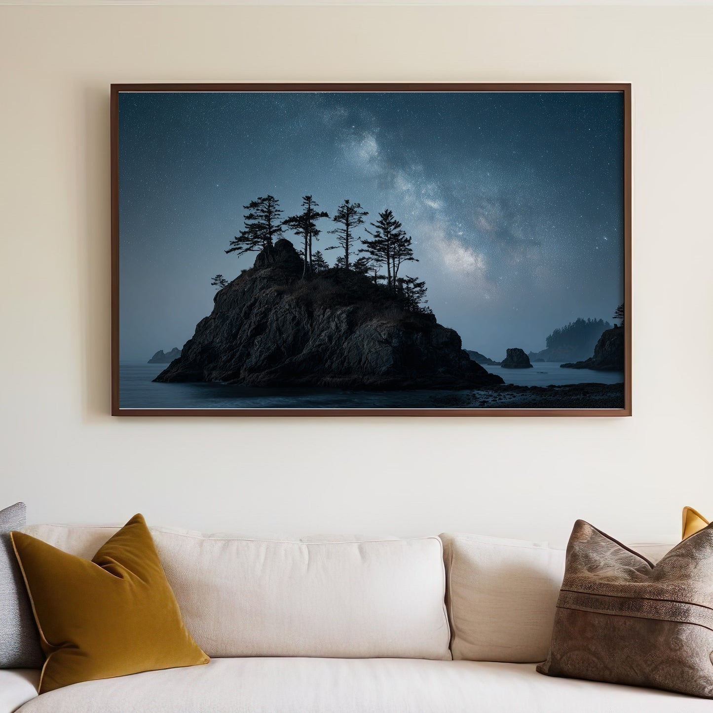 Starry Night Over Rocky Coastal Cliffs Wall Art