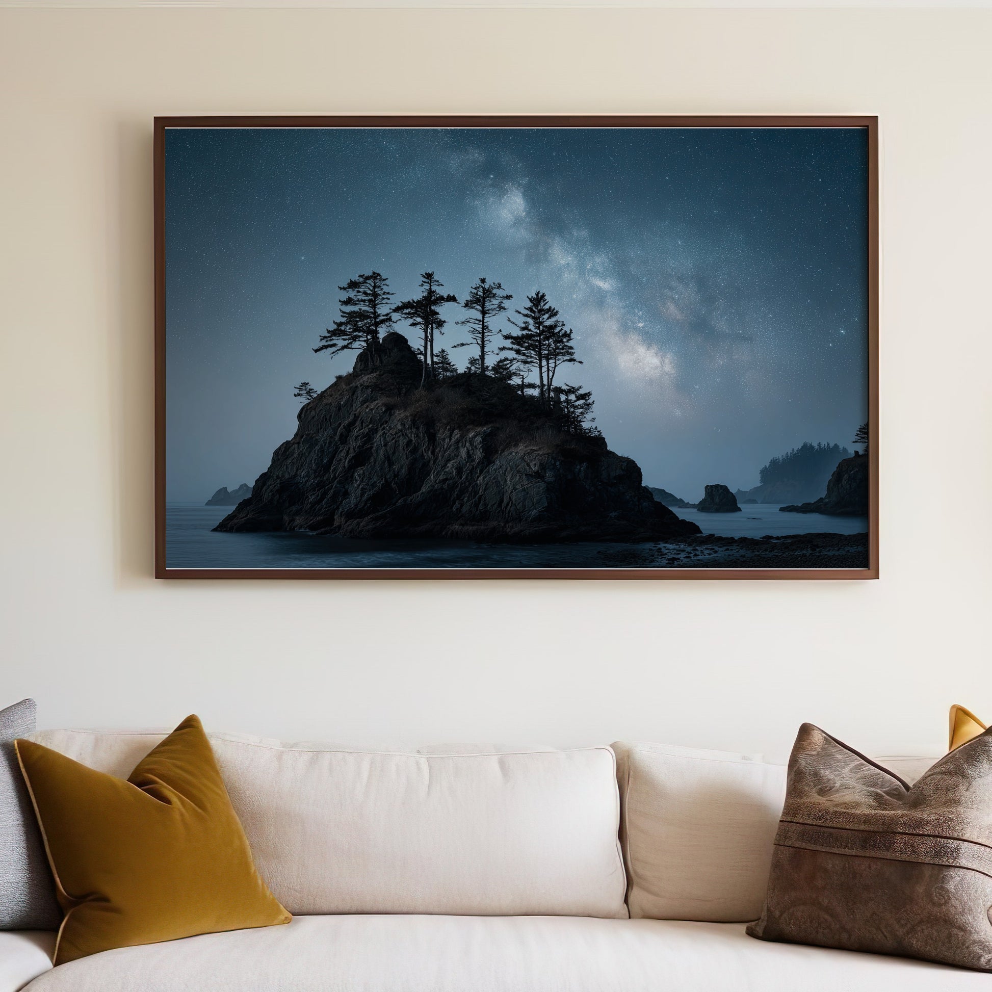 Starry Night Over Rocky Coastal Cliffs Wall Art