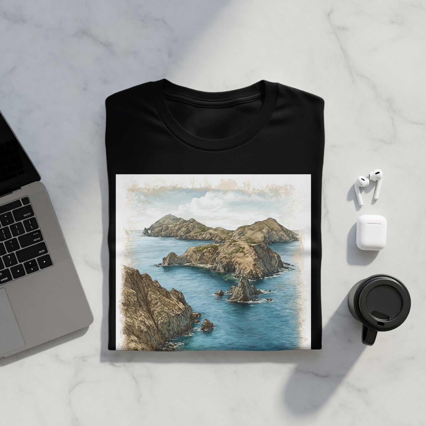 Beautiful Island Landscape Printed T-shirt