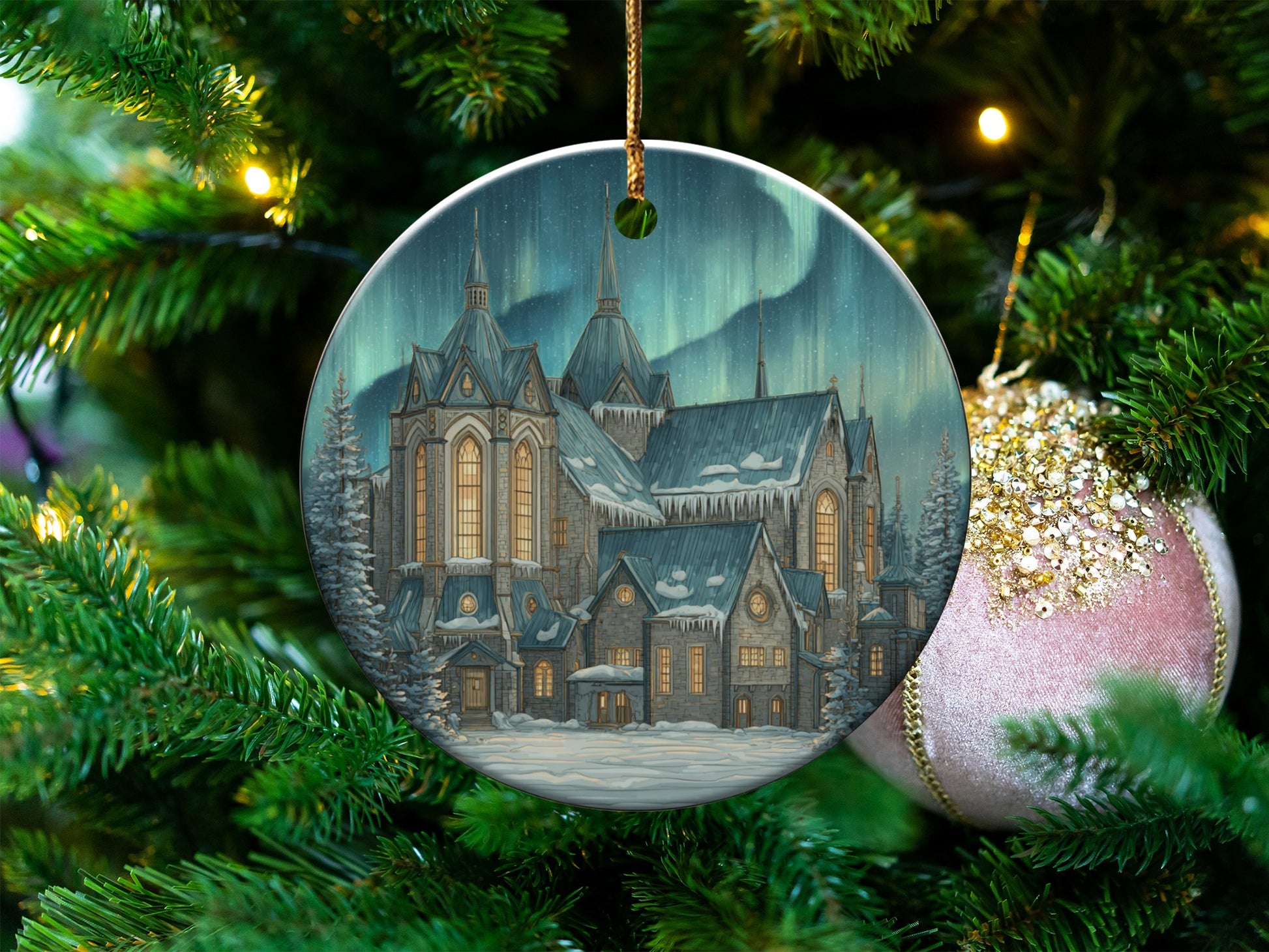 Scenic Winter Village Christmas Hanging Ornament