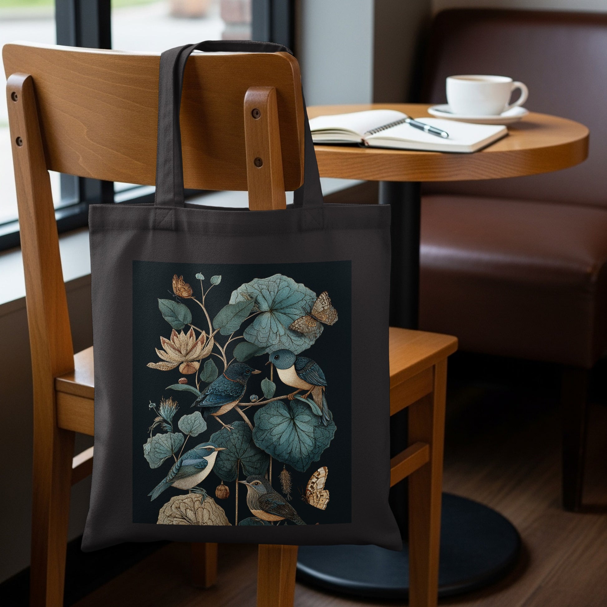 Elegant Tote Bag with Bird Floral Print for Stylish Use