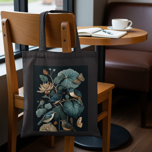 Elegant Tote Bag with Bird Floral Print for Stylish Use