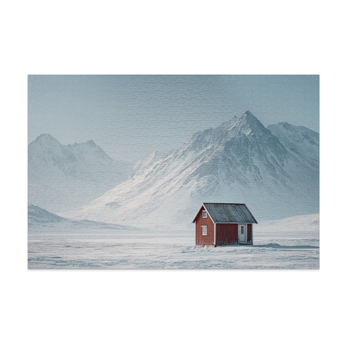 Serene Winter Cabin and Snowy Mountain Puzzle
