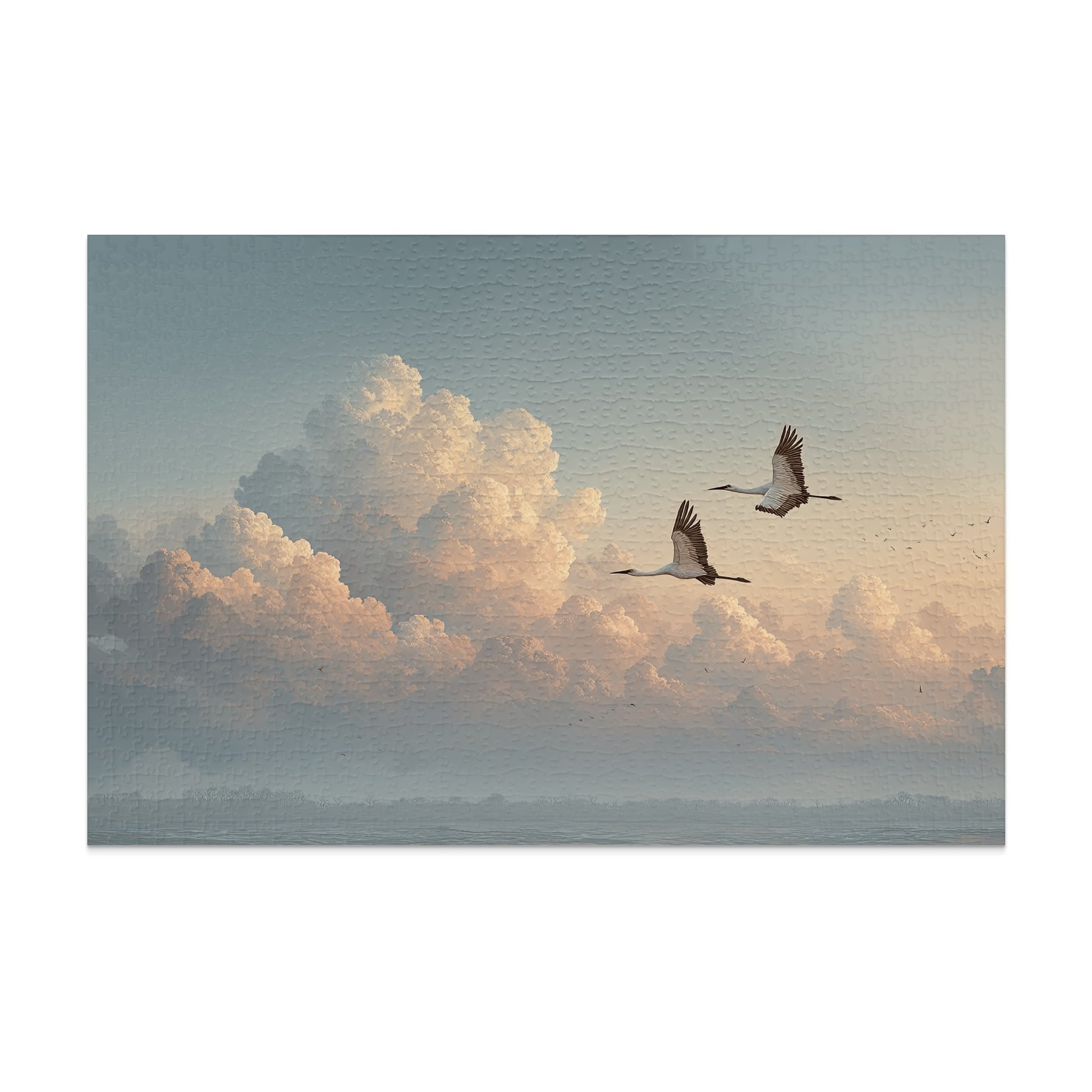 Serene Sky and Flying Birds Scenic Landscape Art product