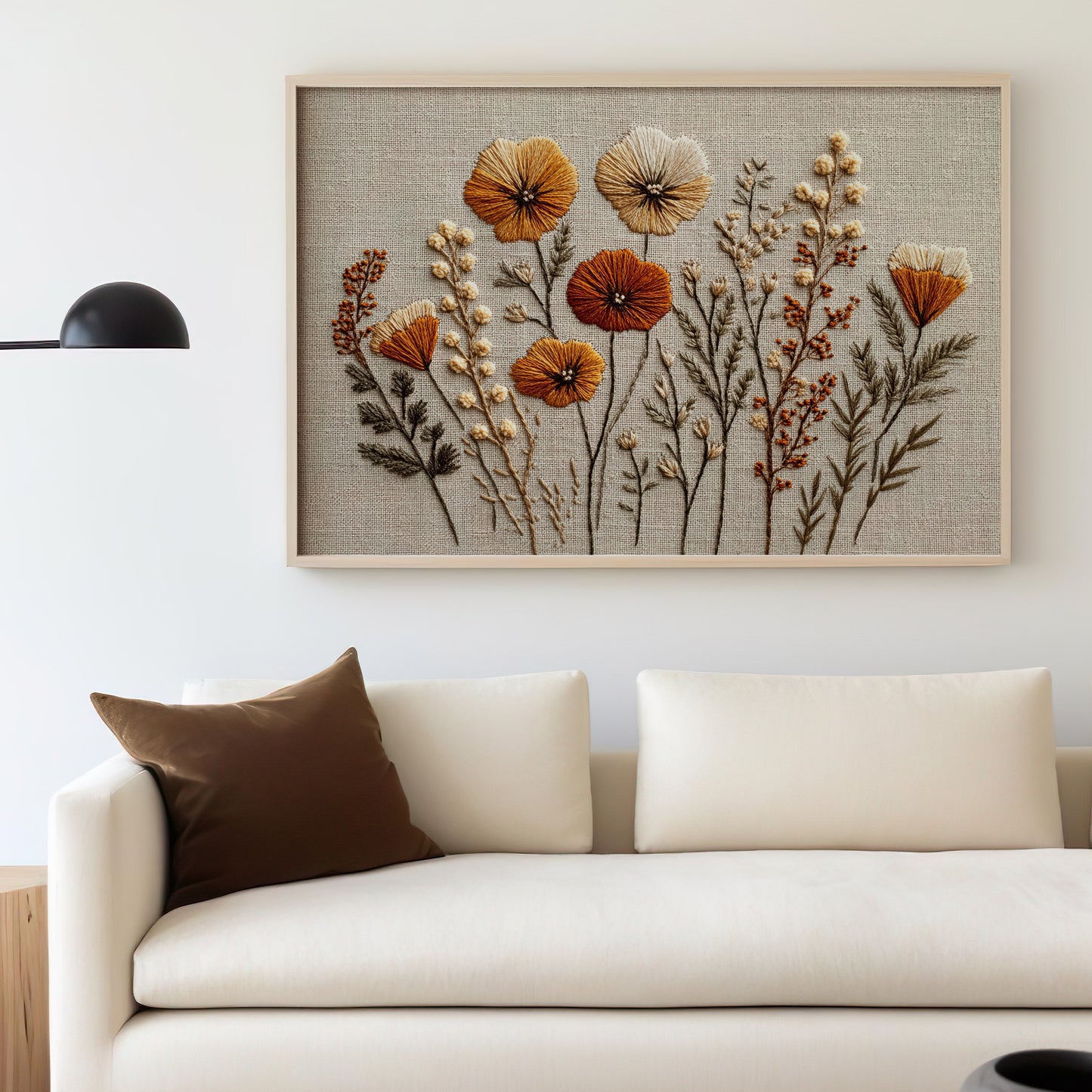 Autumn Floral Embroidery Wall Art Decor for Living Room