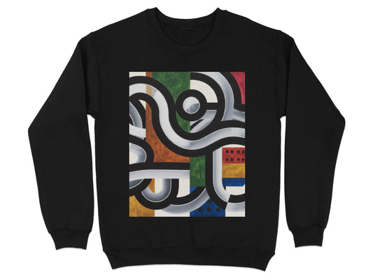 Colorful Abstract Art on Black Sweatshirt Product