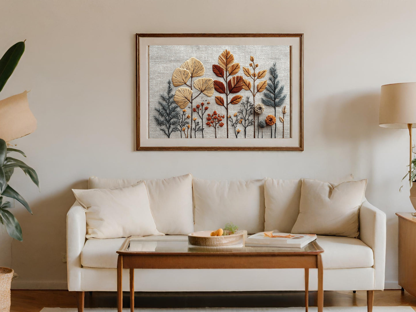 Botanical Framed Artwork Enhancing Living Room Decor