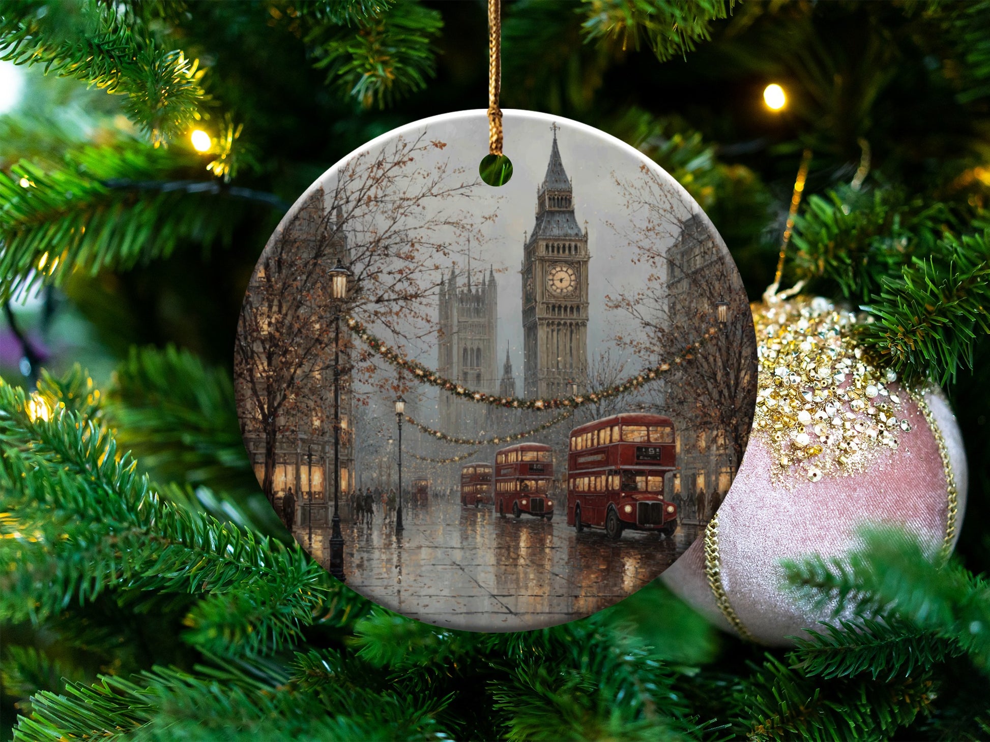 London City Scene Christmas Tree Ornament