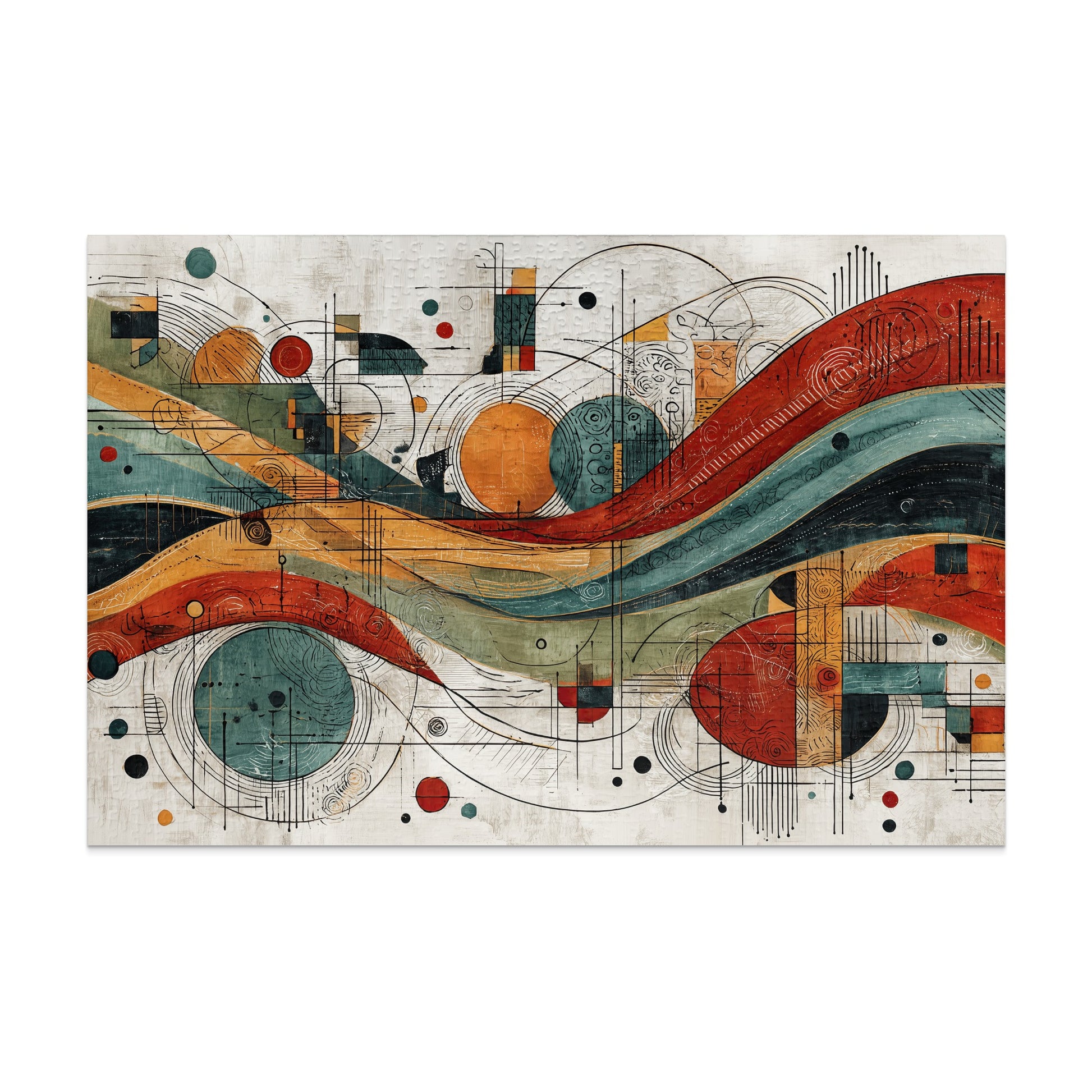 Modern Wavy Abstract Lines Circles Squares Art product type