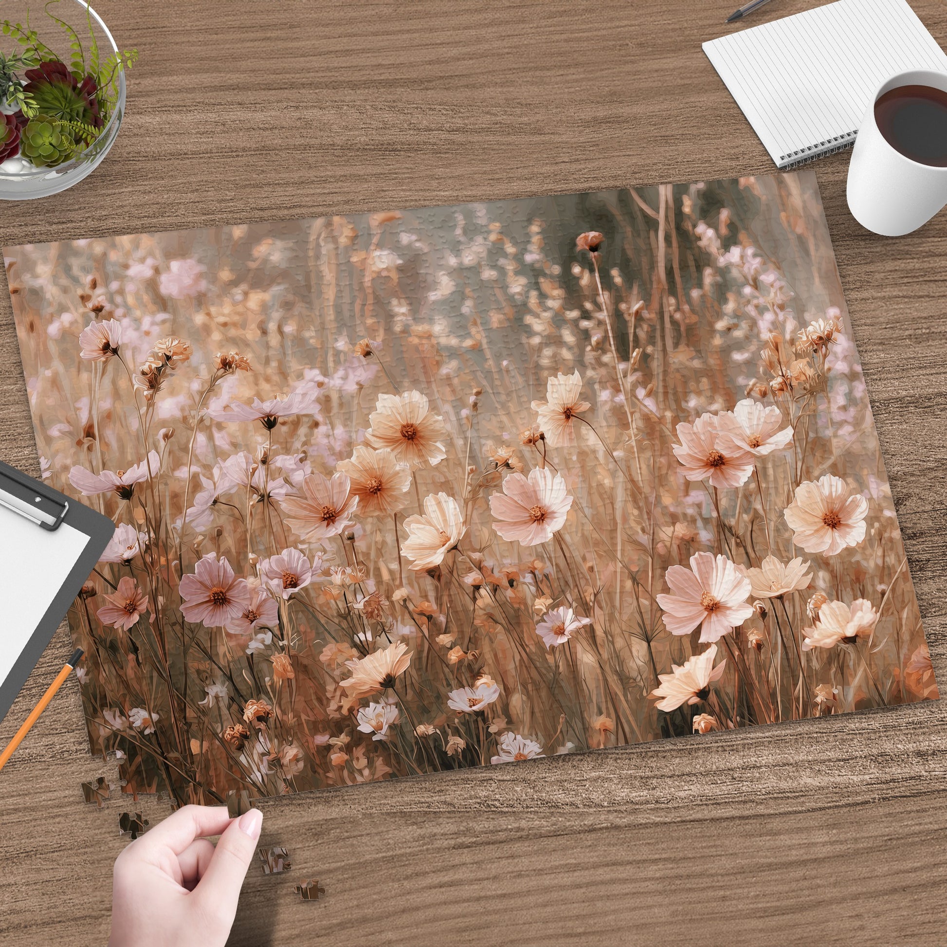 Delicate Pastel Cosmos Bloom Meadow Artistic Puzzle product type