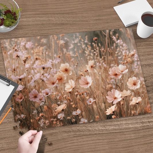 Delicate Pastel Cosmos Bloom Meadow Artistic Puzzle product type