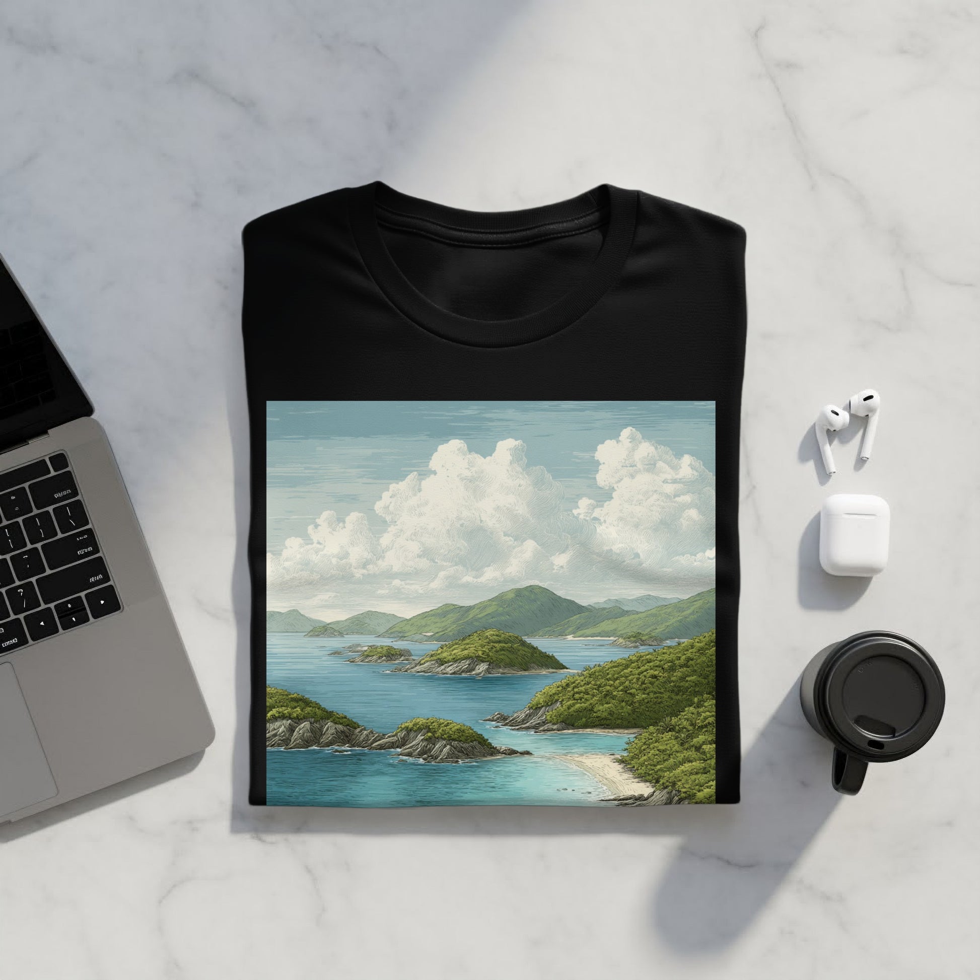 Serene Landscape Beach View Artistic Design Shirt