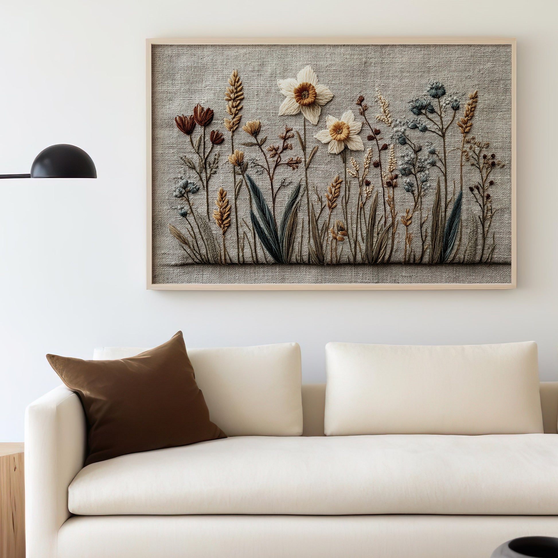 Elegant Floral Embroidered Wall Art for Home Decor