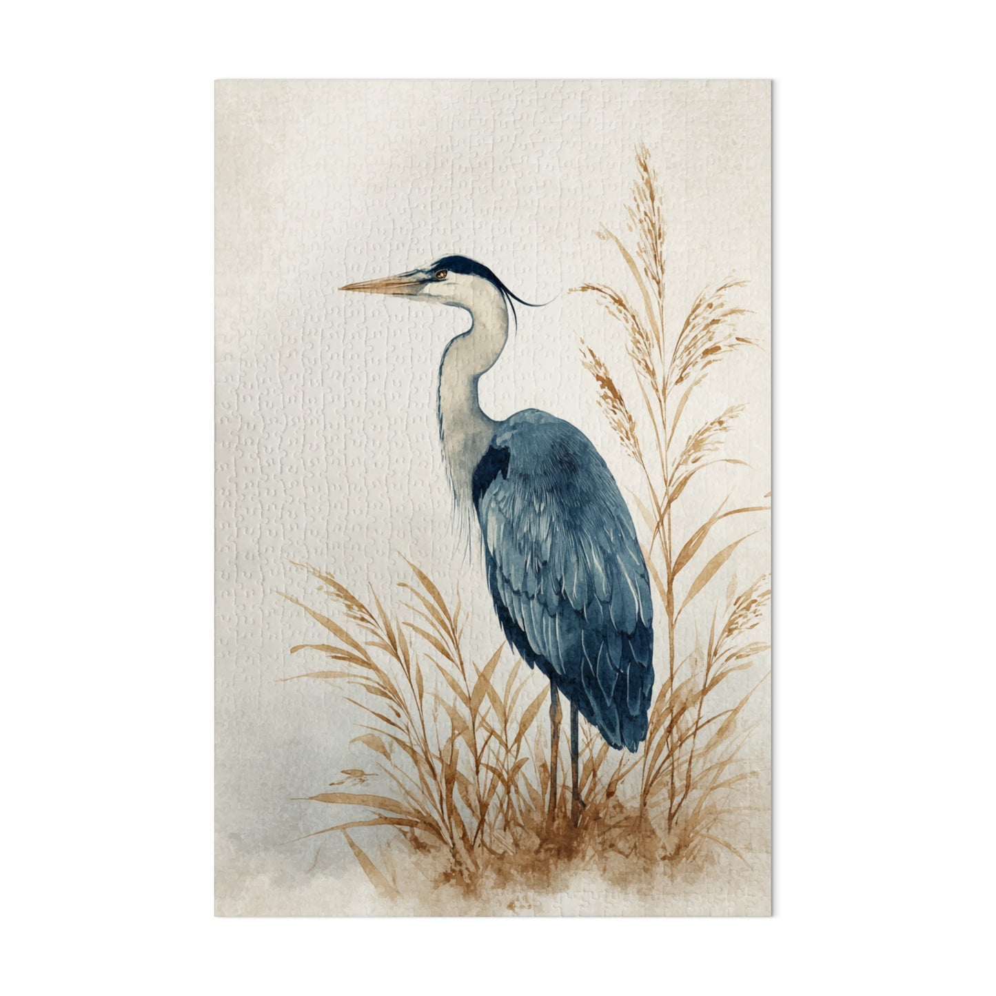 Elegant Heron with Tall Grasses Wall Art Print