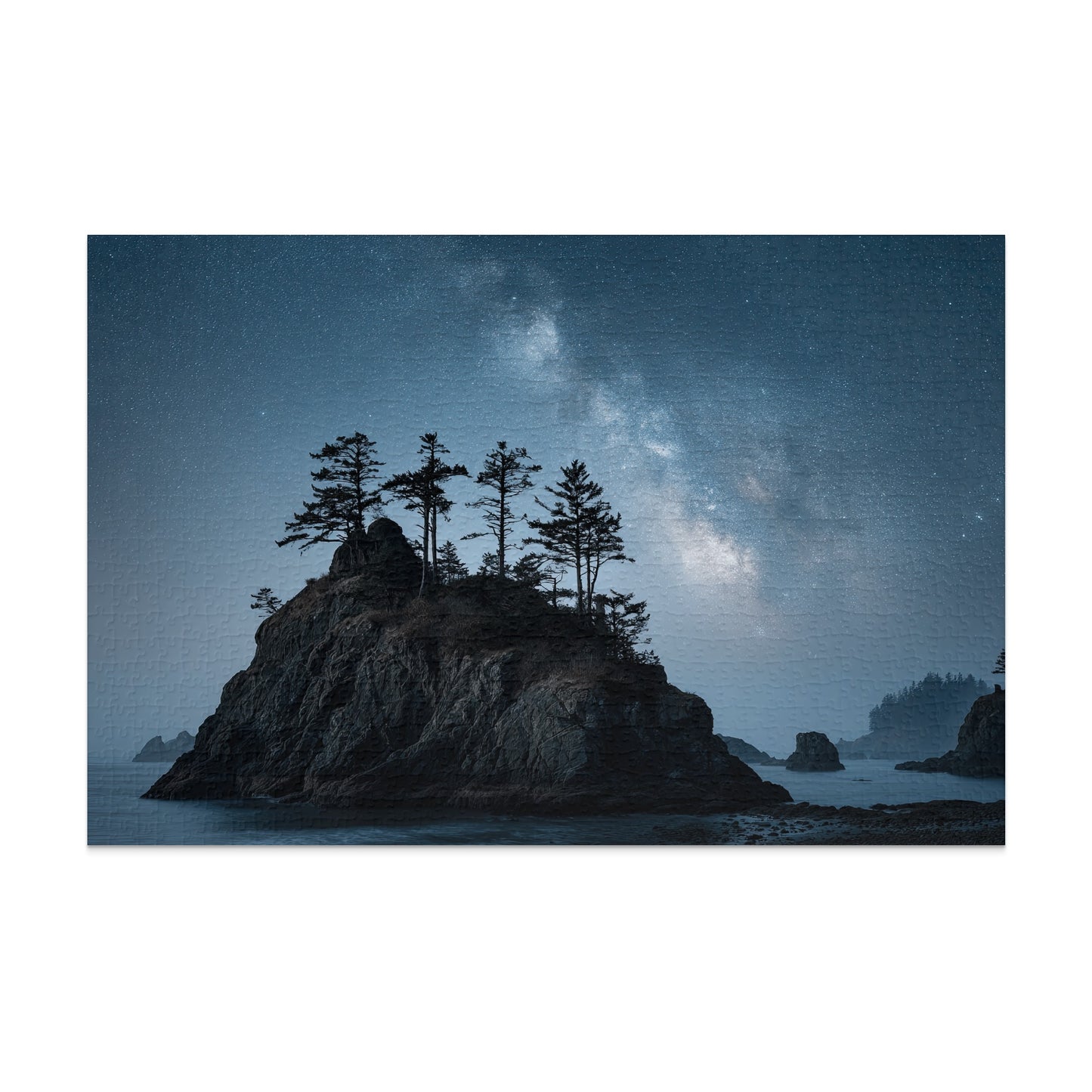 Starry Night Over Rocky Island Jigsaw Puzzle