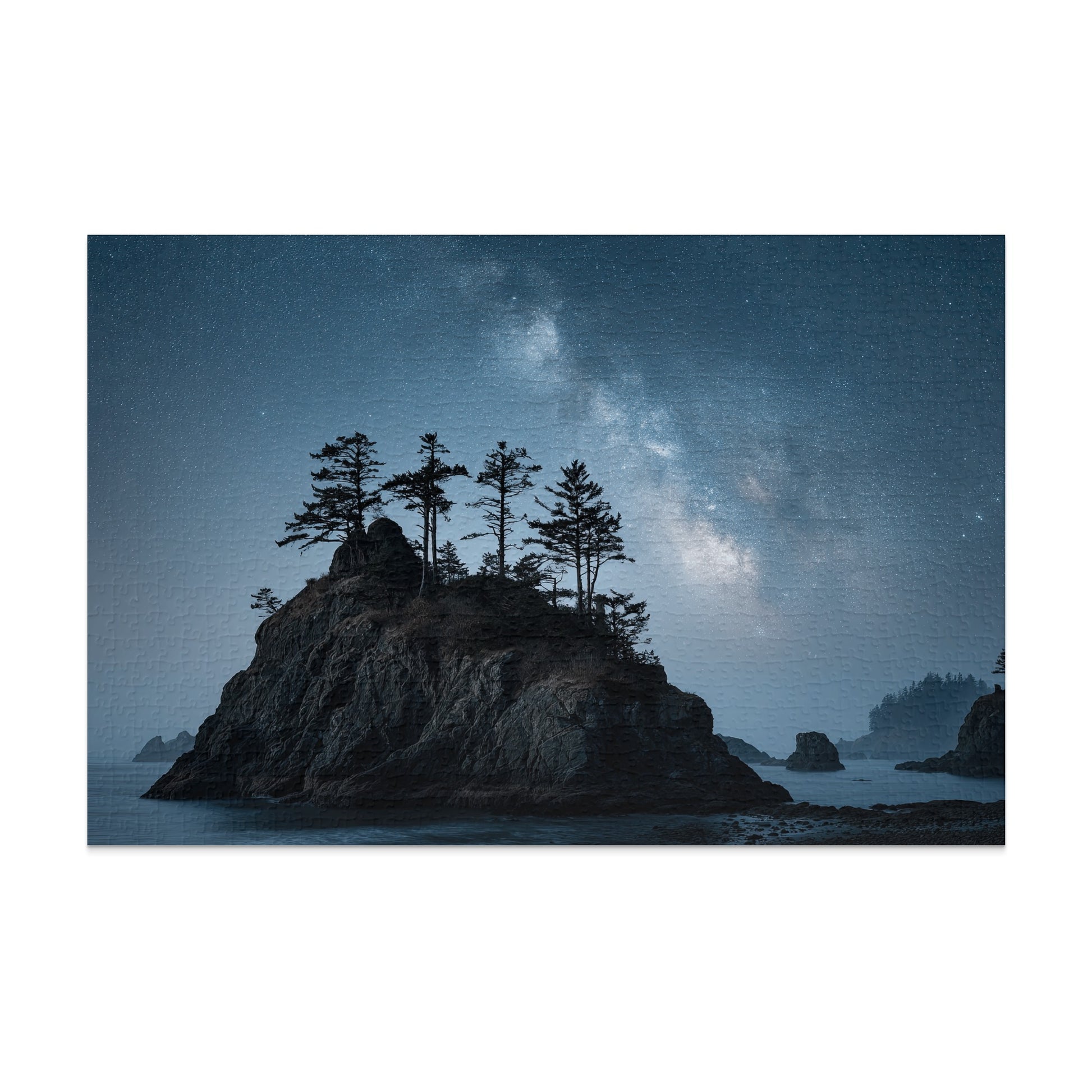 Starry Night Over Rocky Island Jigsaw Puzzle