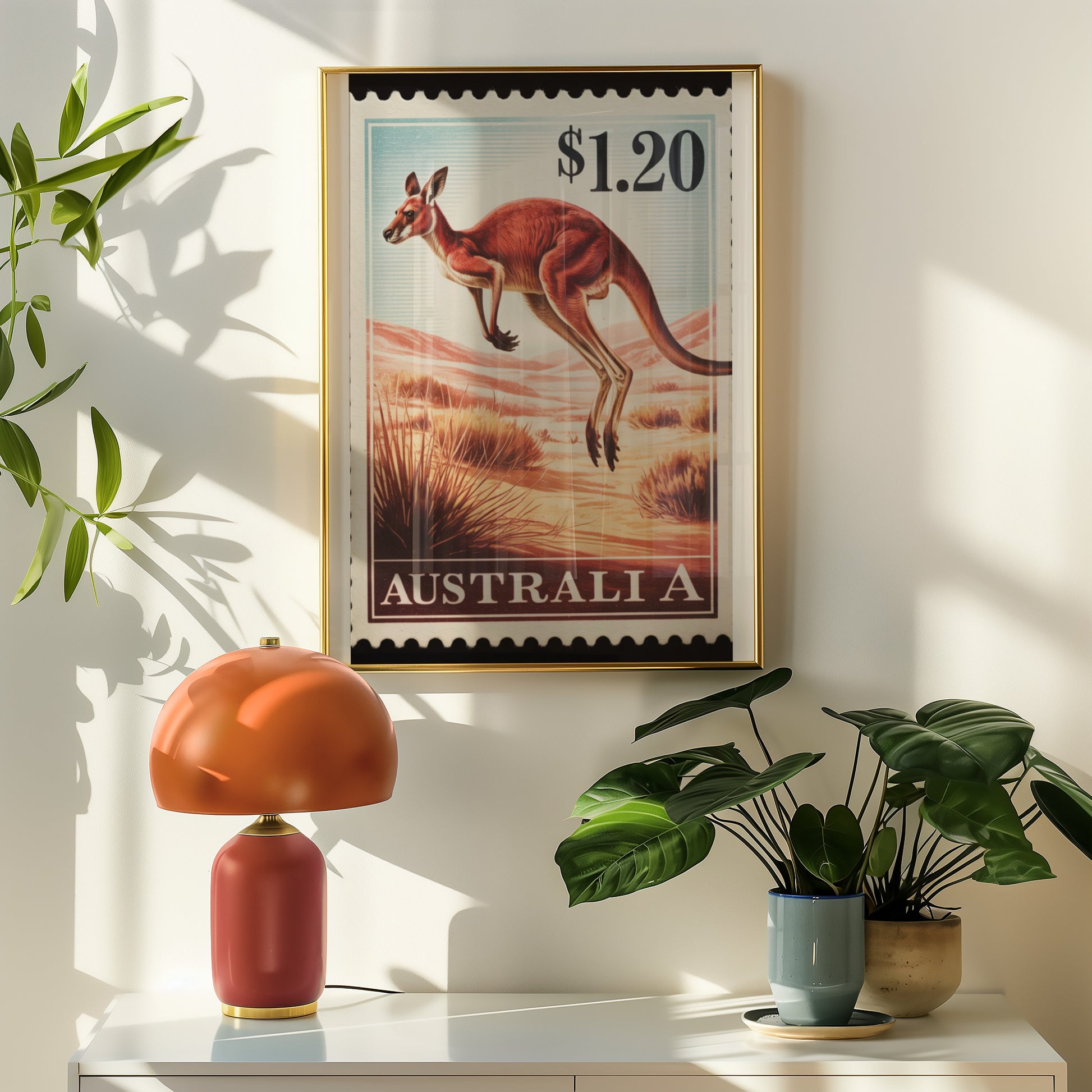 Australia A Kangaroo Stamp Art Decor Poster