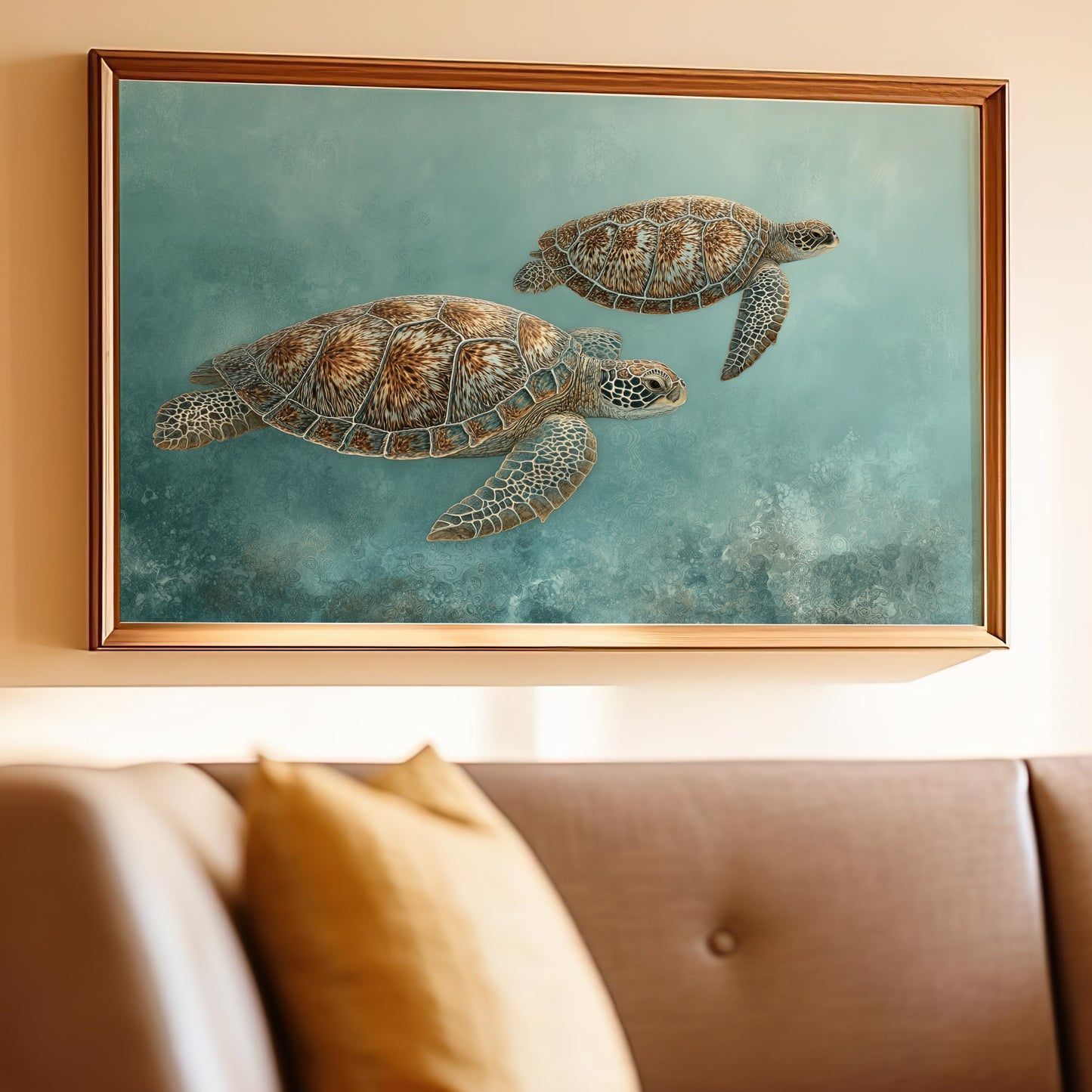 Sea Turtles Swimming in Ocean Artwork Wall Art Decor
