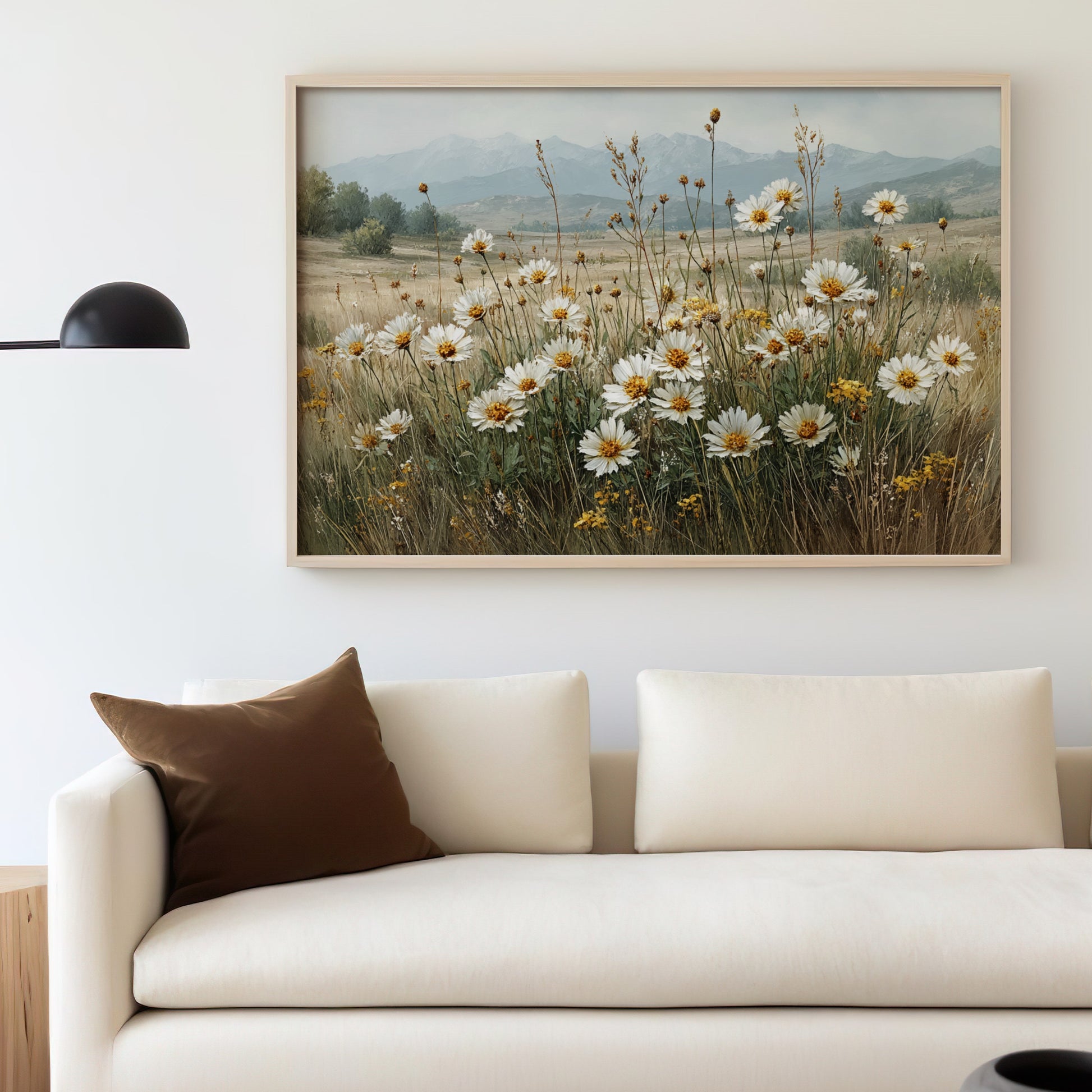 Beautiful Landscape with Wild Daisies Art Print