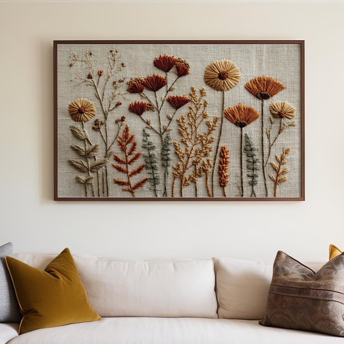 Handcrafted Colorful Wildflower Embroidery Wall Decor